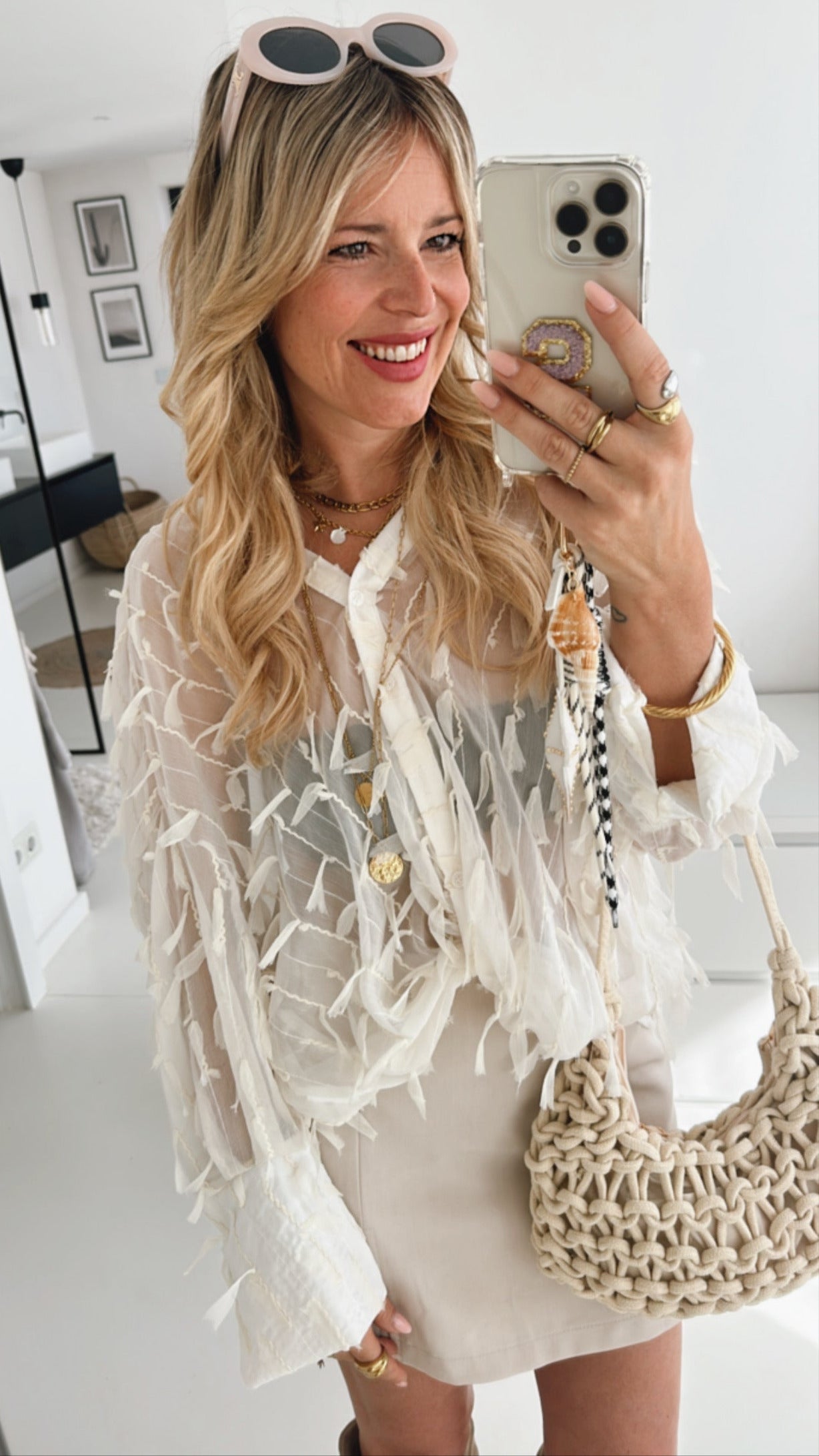 Bluse Knot Feathers