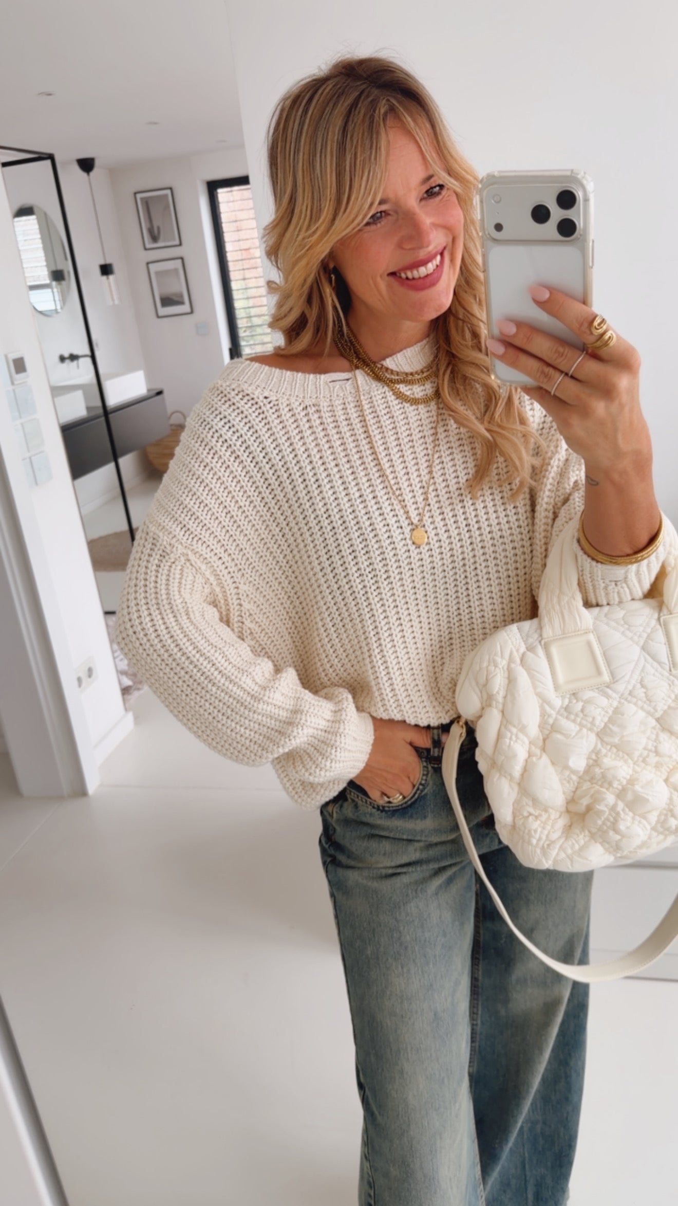 Midi Grobstrick Pulli Destroyed