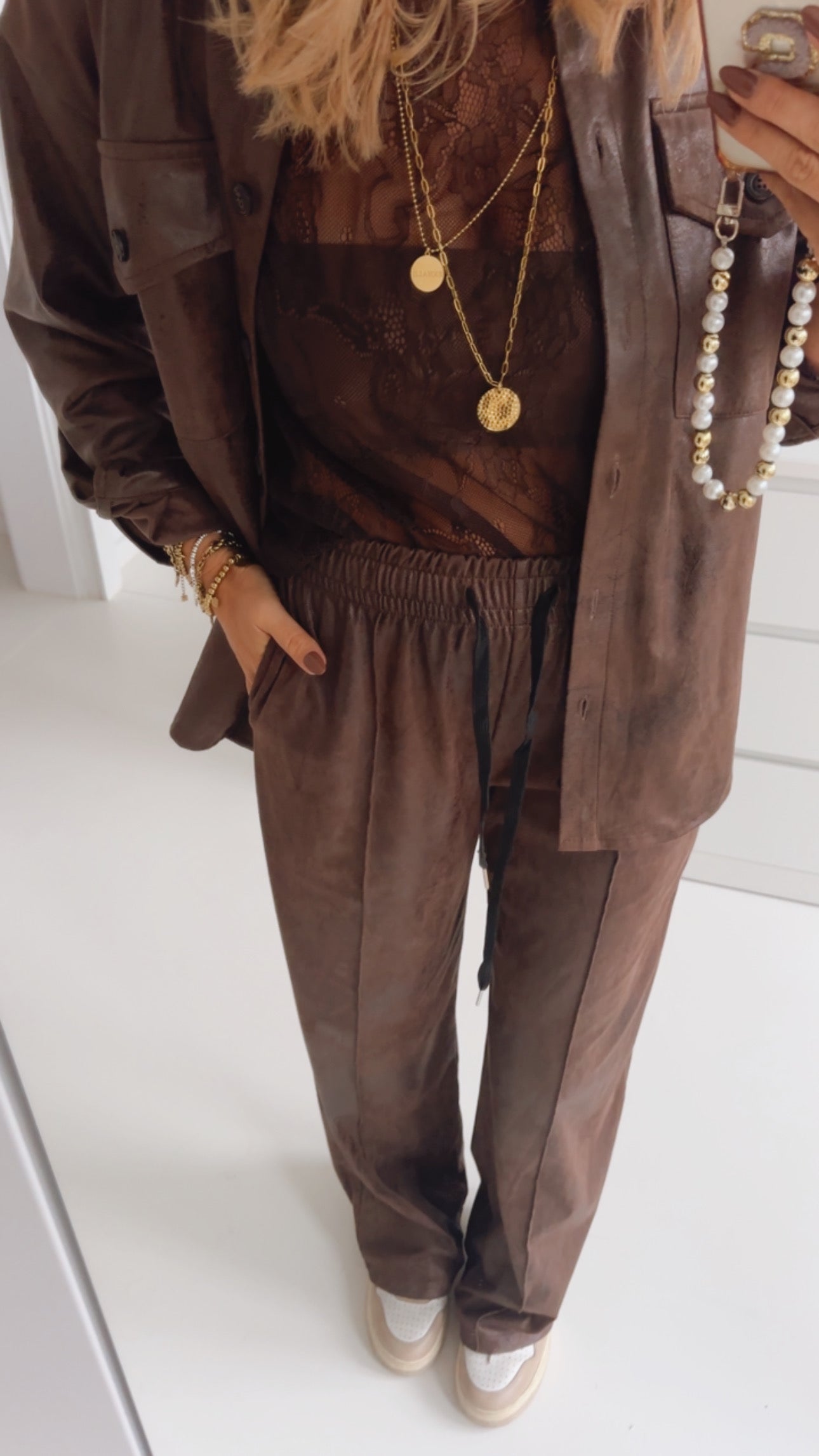 Jogpants Lederoptik
