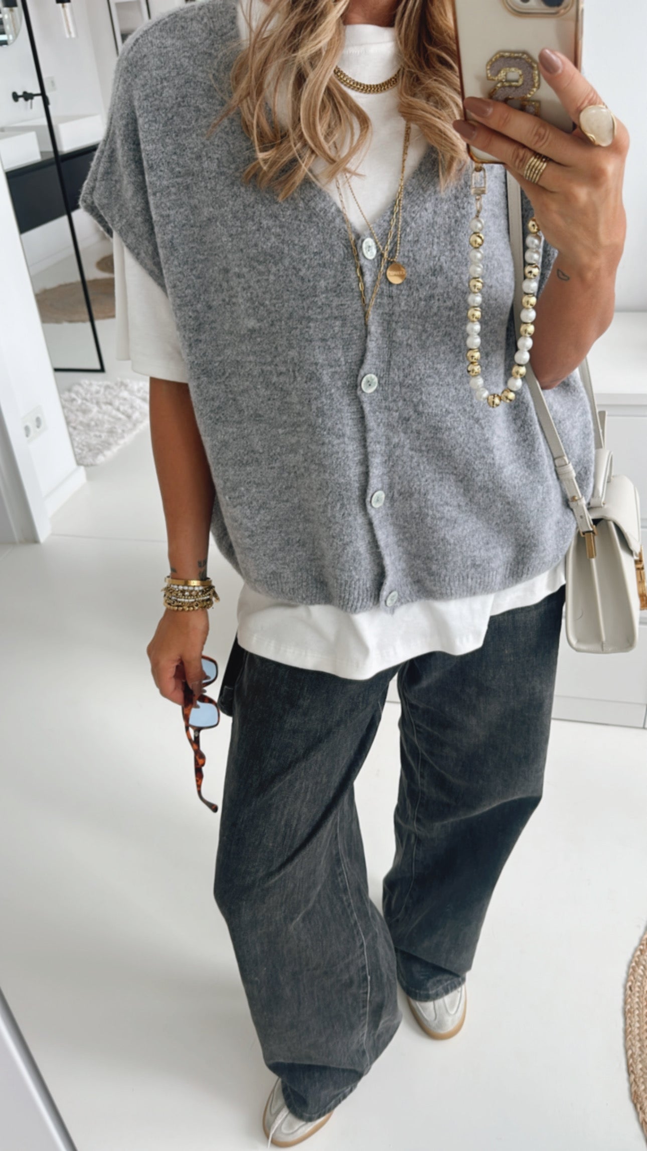 Oversize Pullunder Perlmutt Buttons