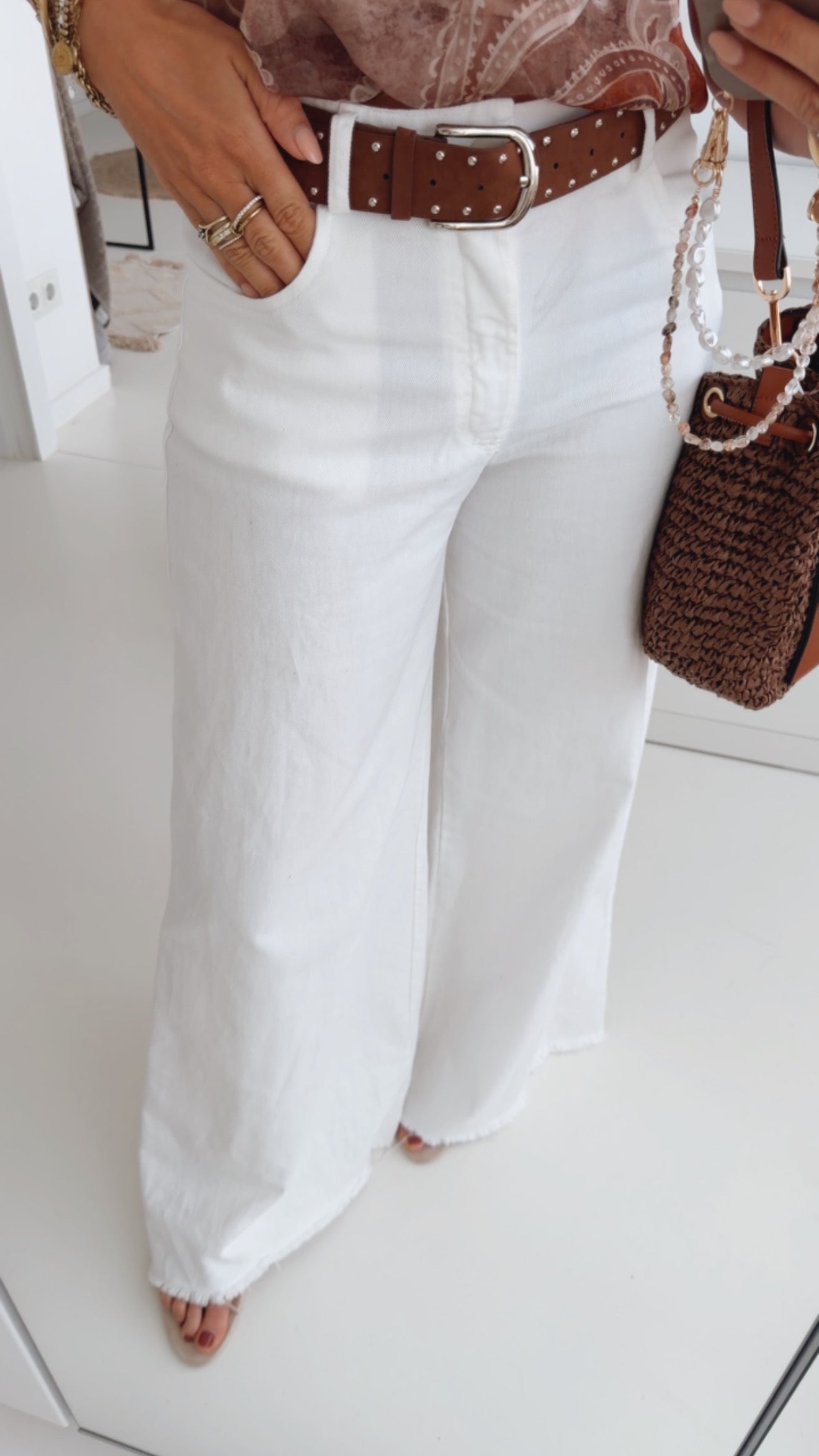 Fransen Jeans Mit Gürtel