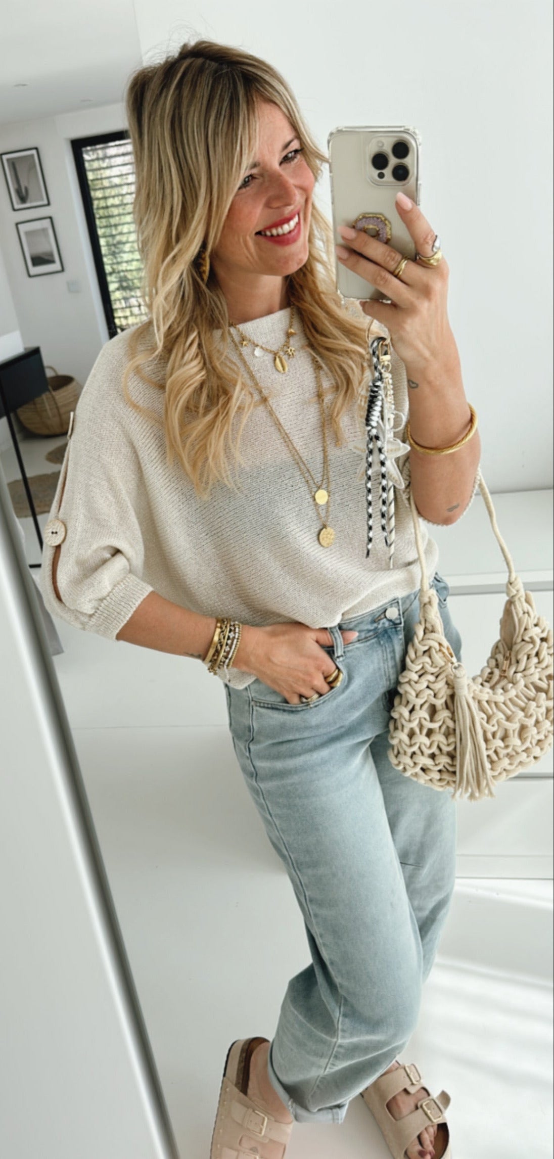 Strickshirt Shoulder Button