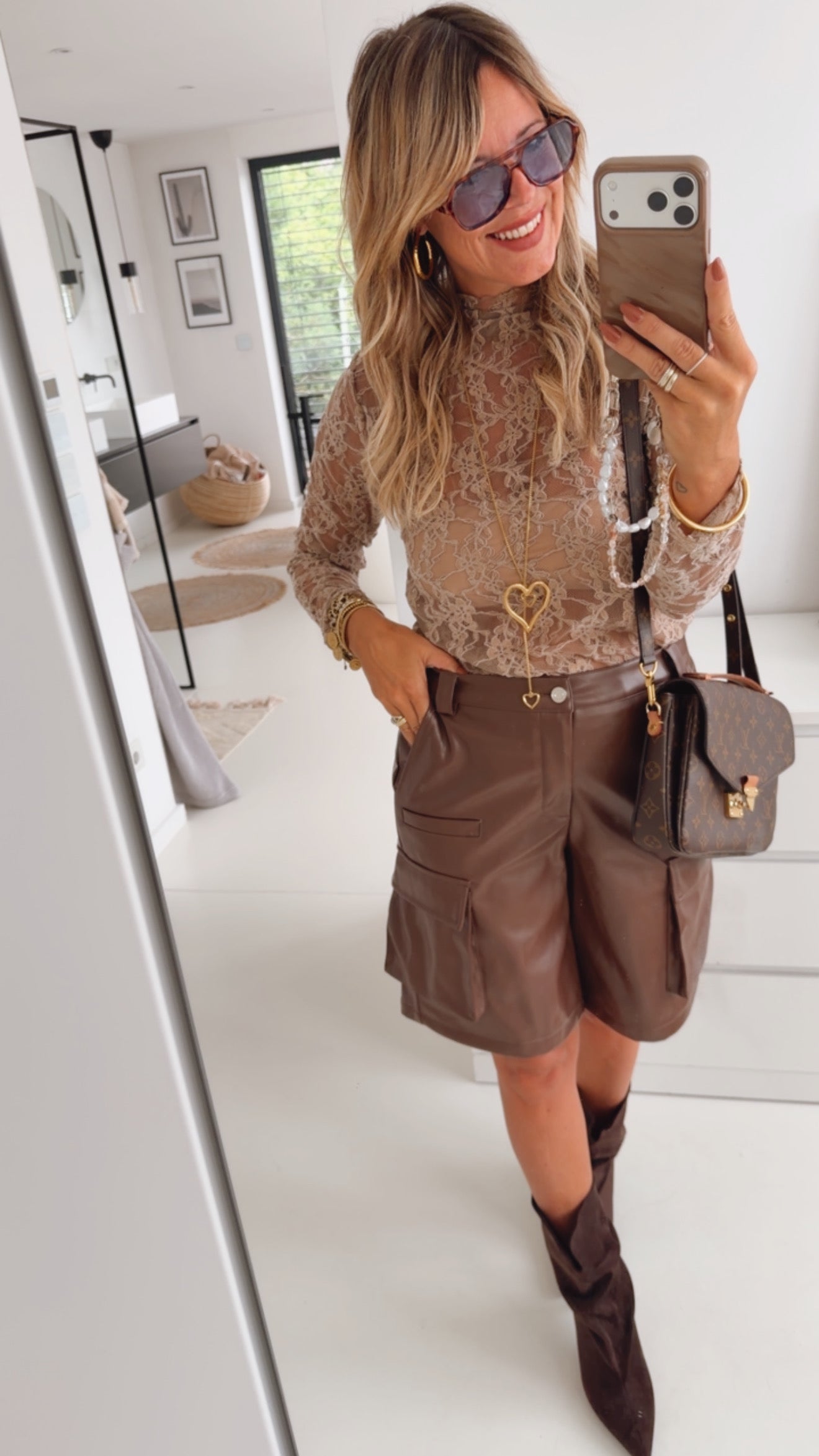 Midi Shorts Lederoptik