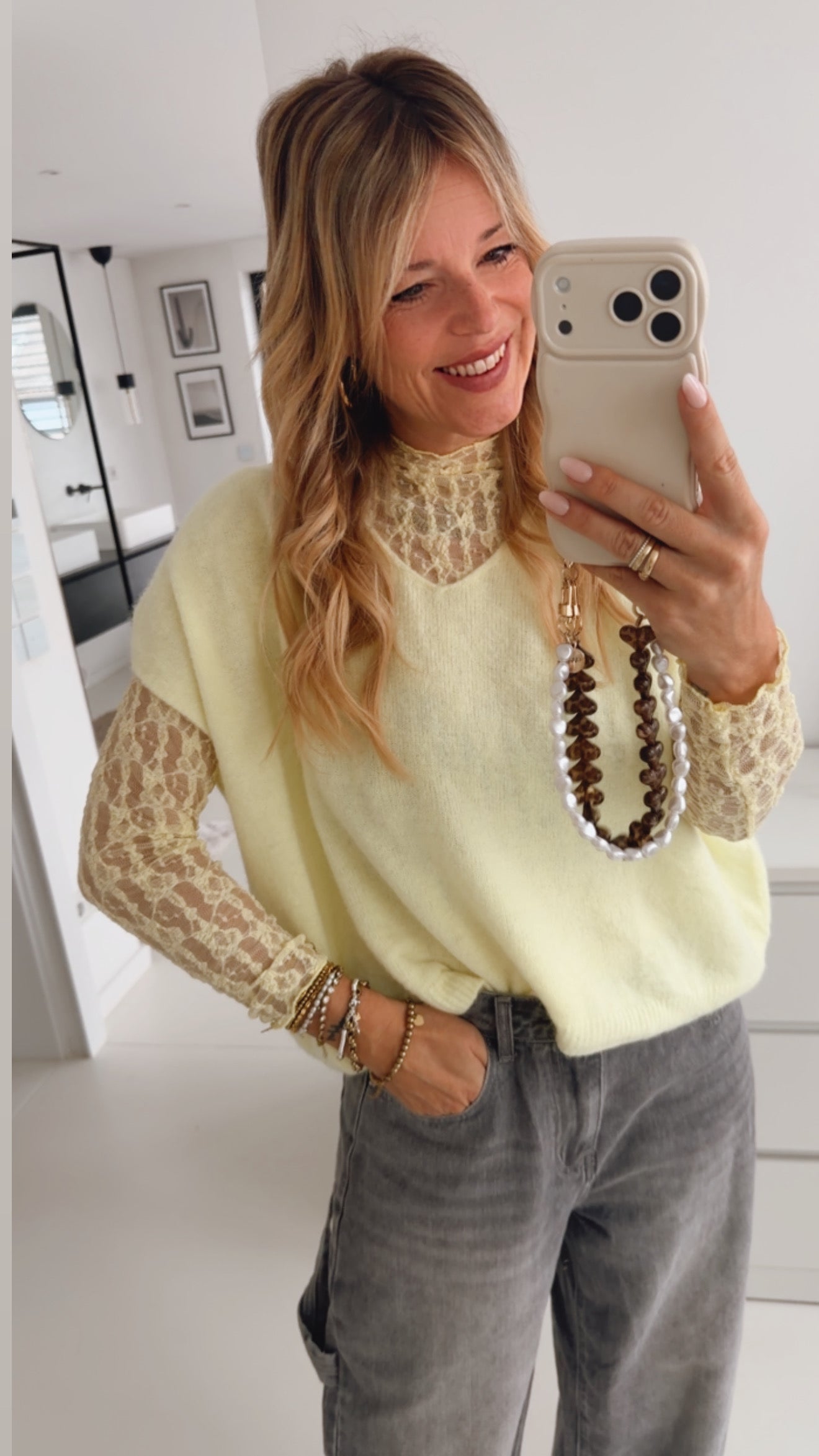 Midi Strick Pullunder Loose V-Neck