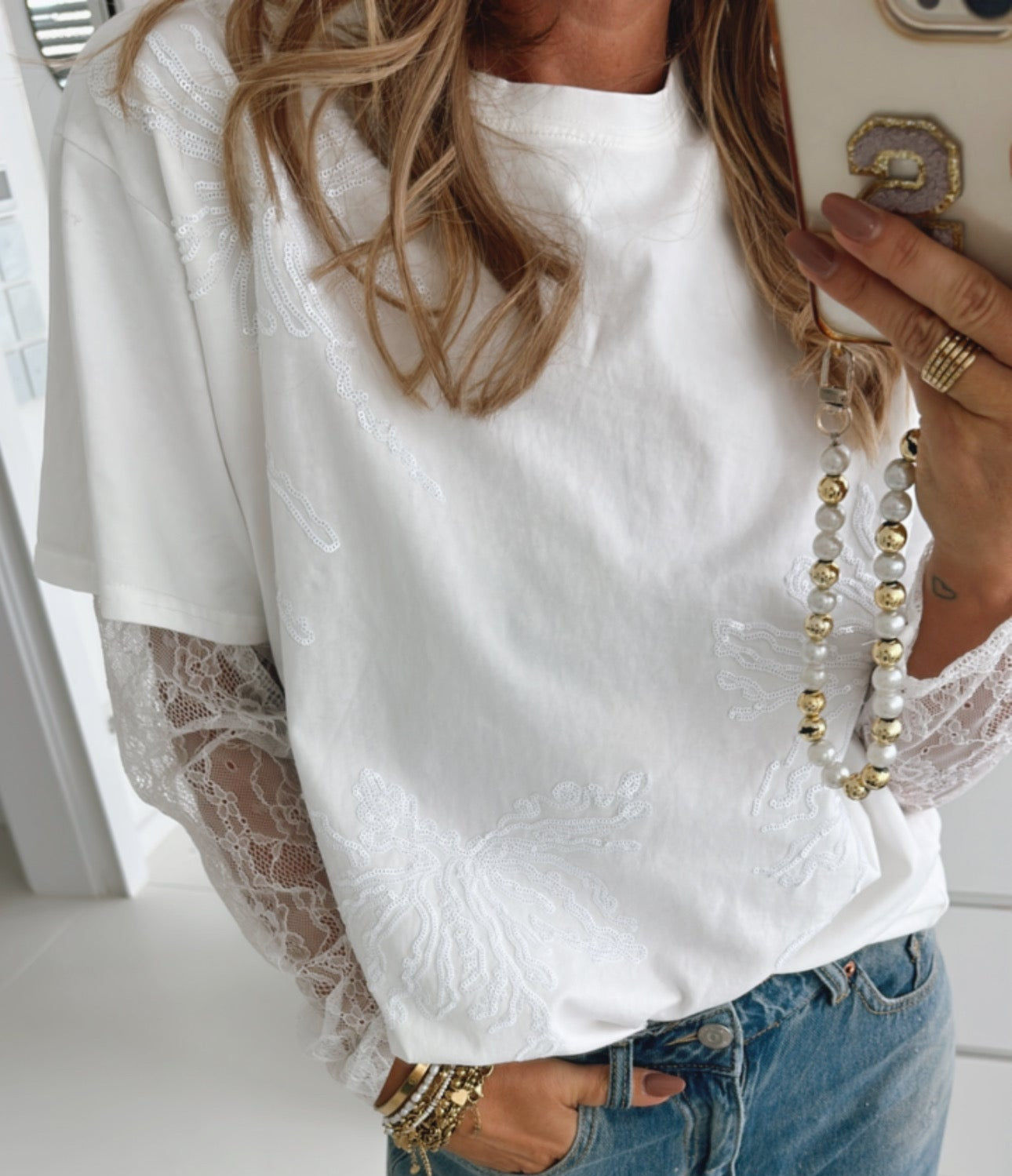 Pailletten Shirt Lacearms