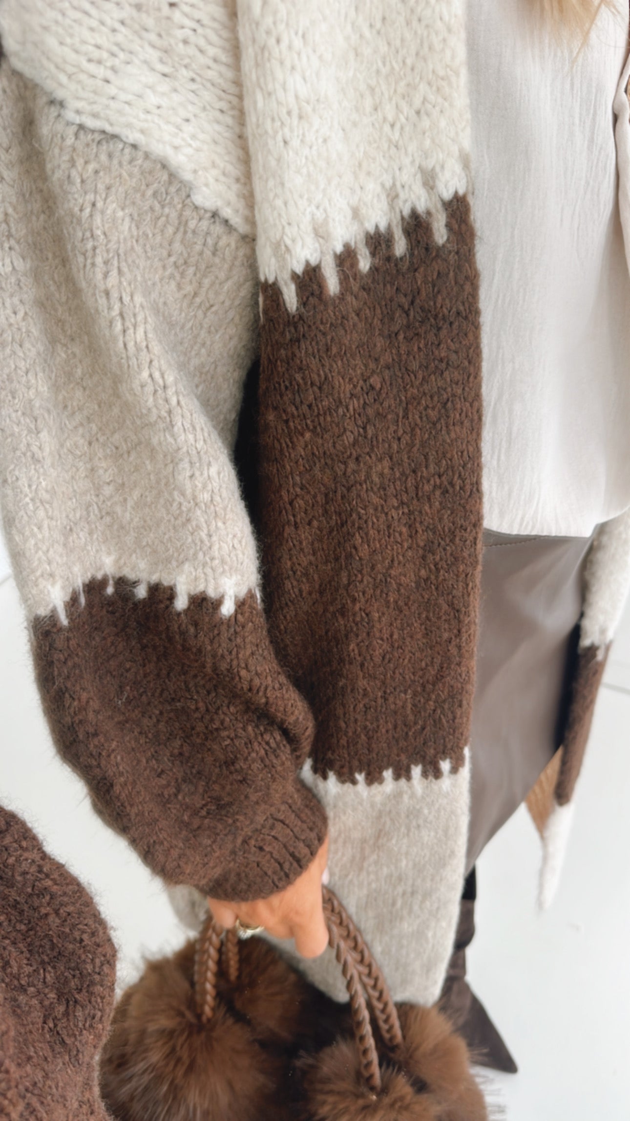 Long Strick Jacke Patches