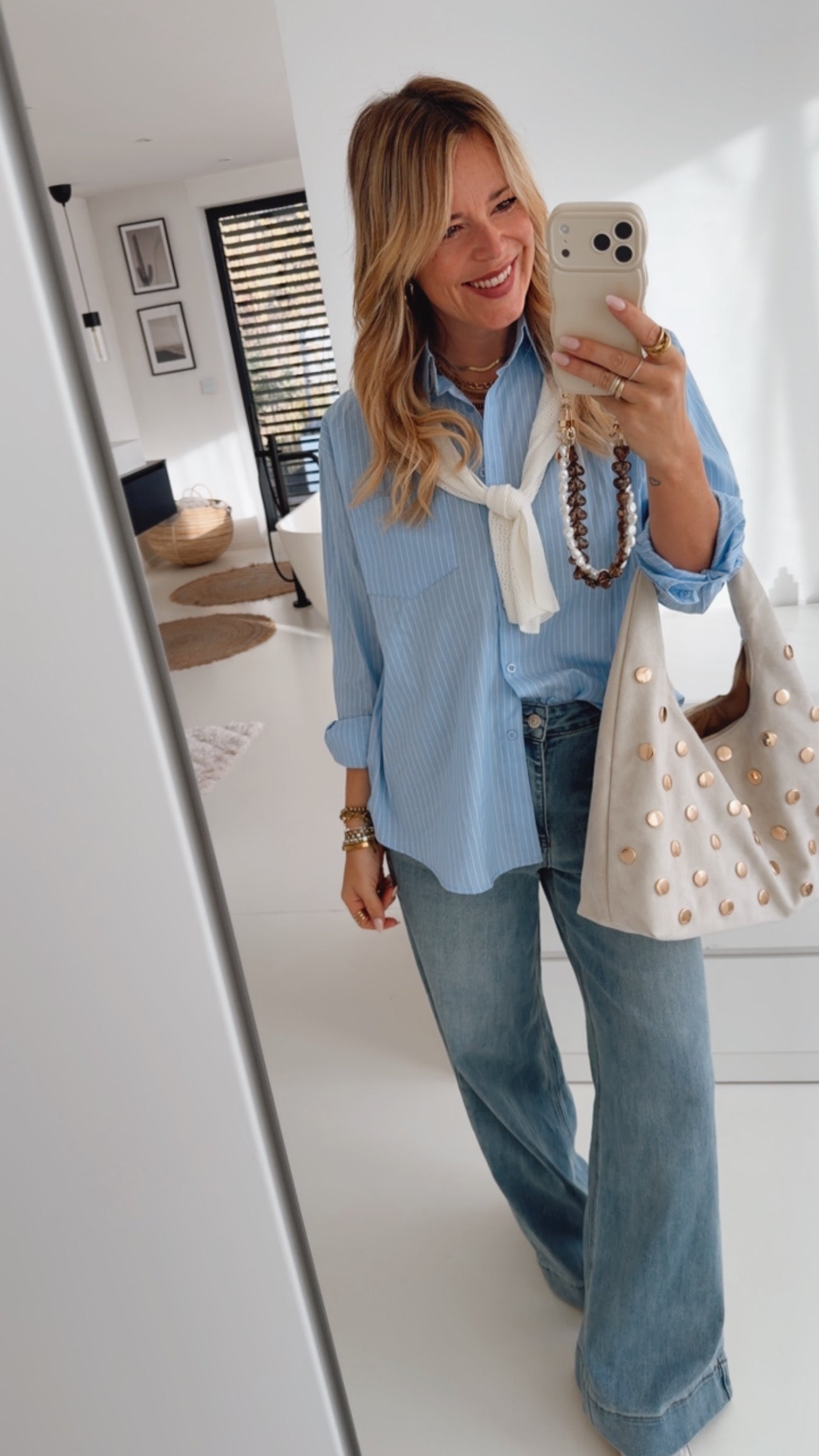 Hemd Bluse Stripes mit Stricktuch
