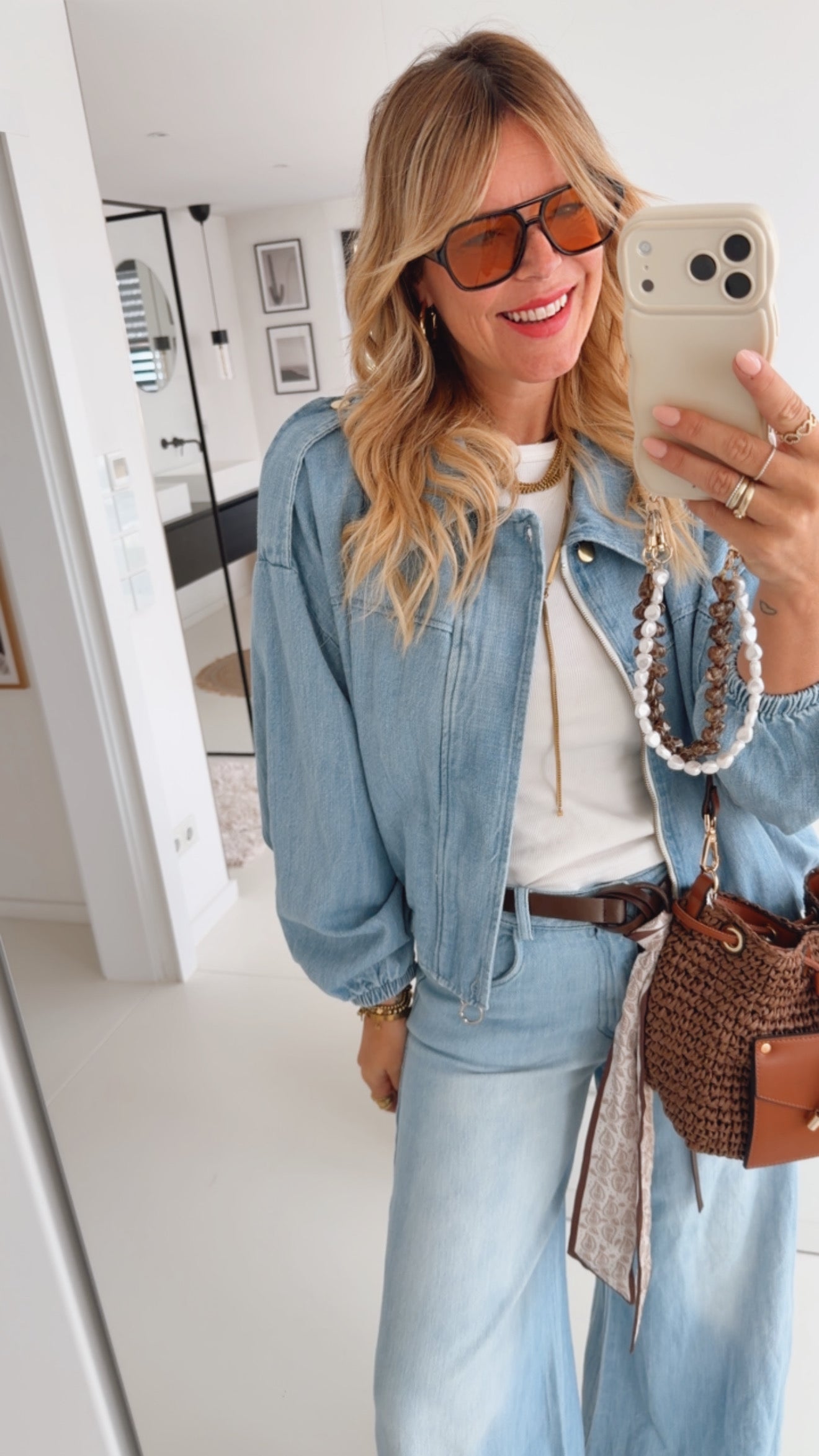 Midi Jeans Jacke Bomber