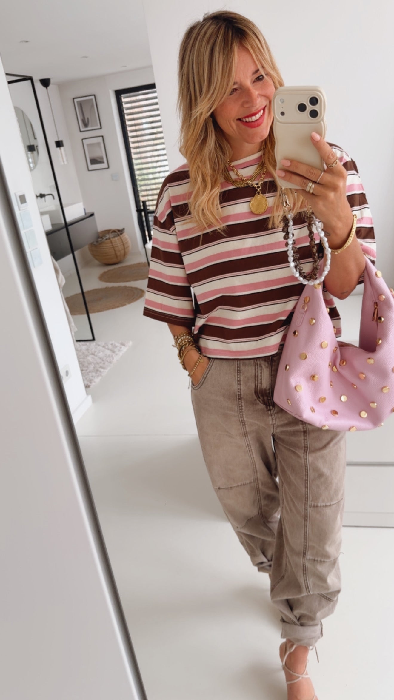 Cropped T-Shirt Streifen