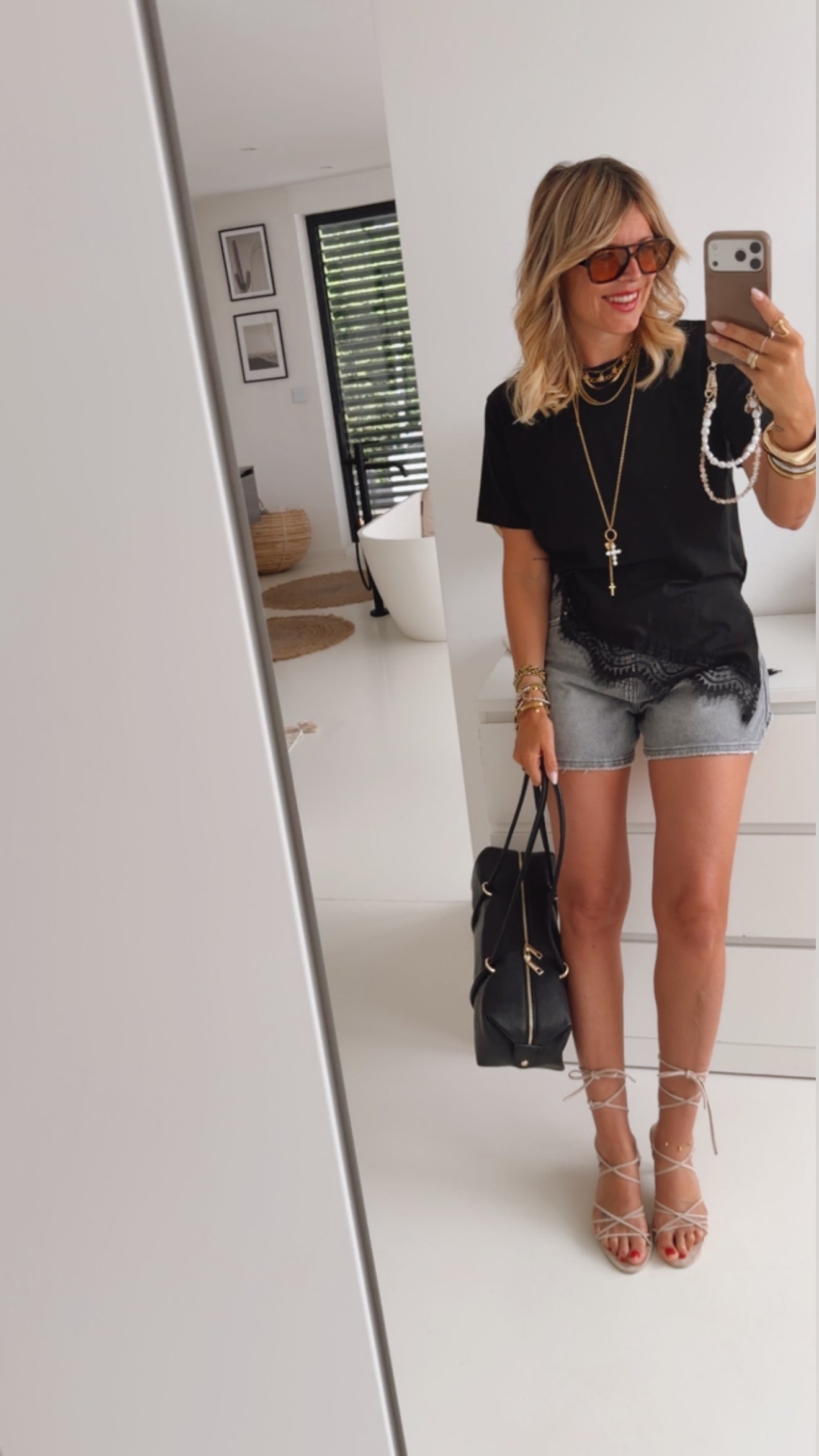 T-Shirt Asymmerisch Lace