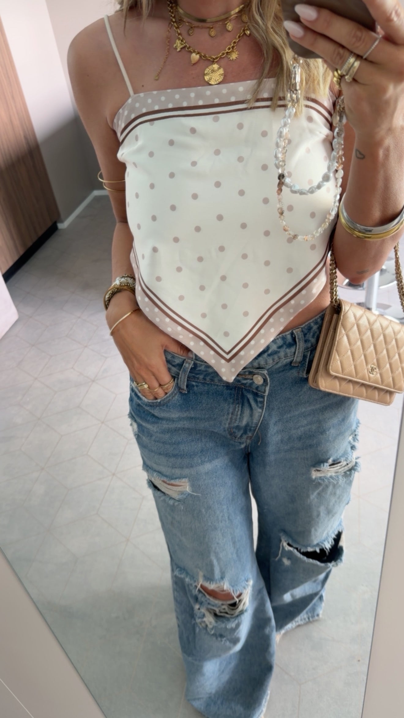 Spaghetti Top Triangle mit Back Knot