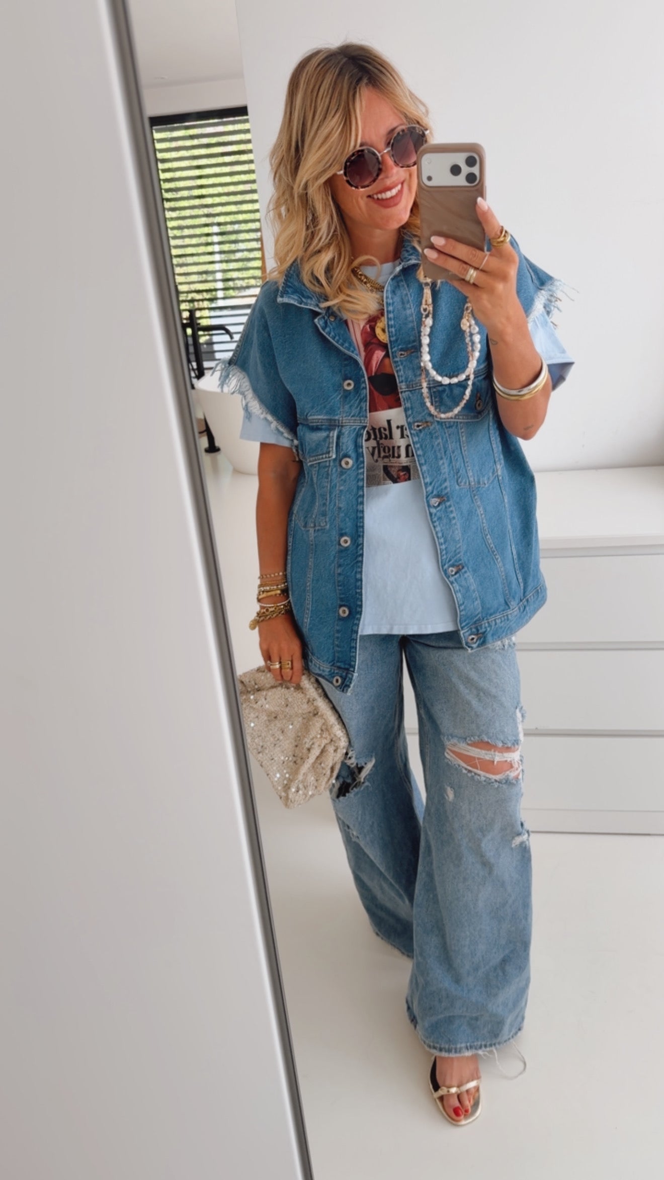 Jeans Weste Fringe