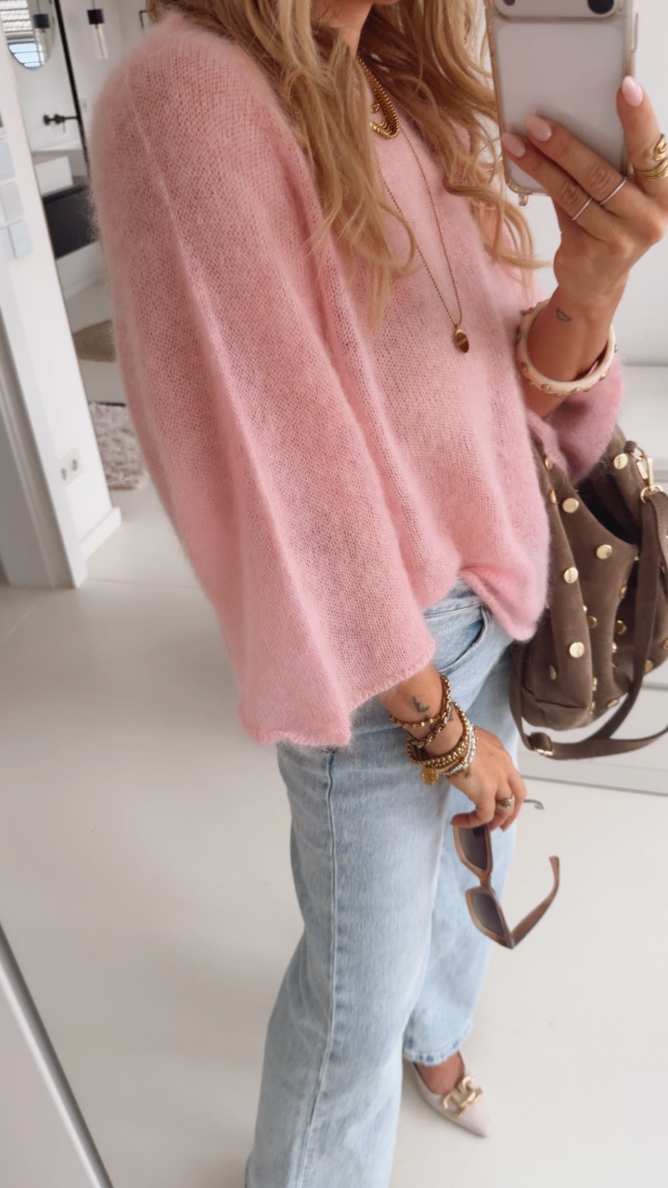 Midi Soft Strick Pulli Dreiviertelarm