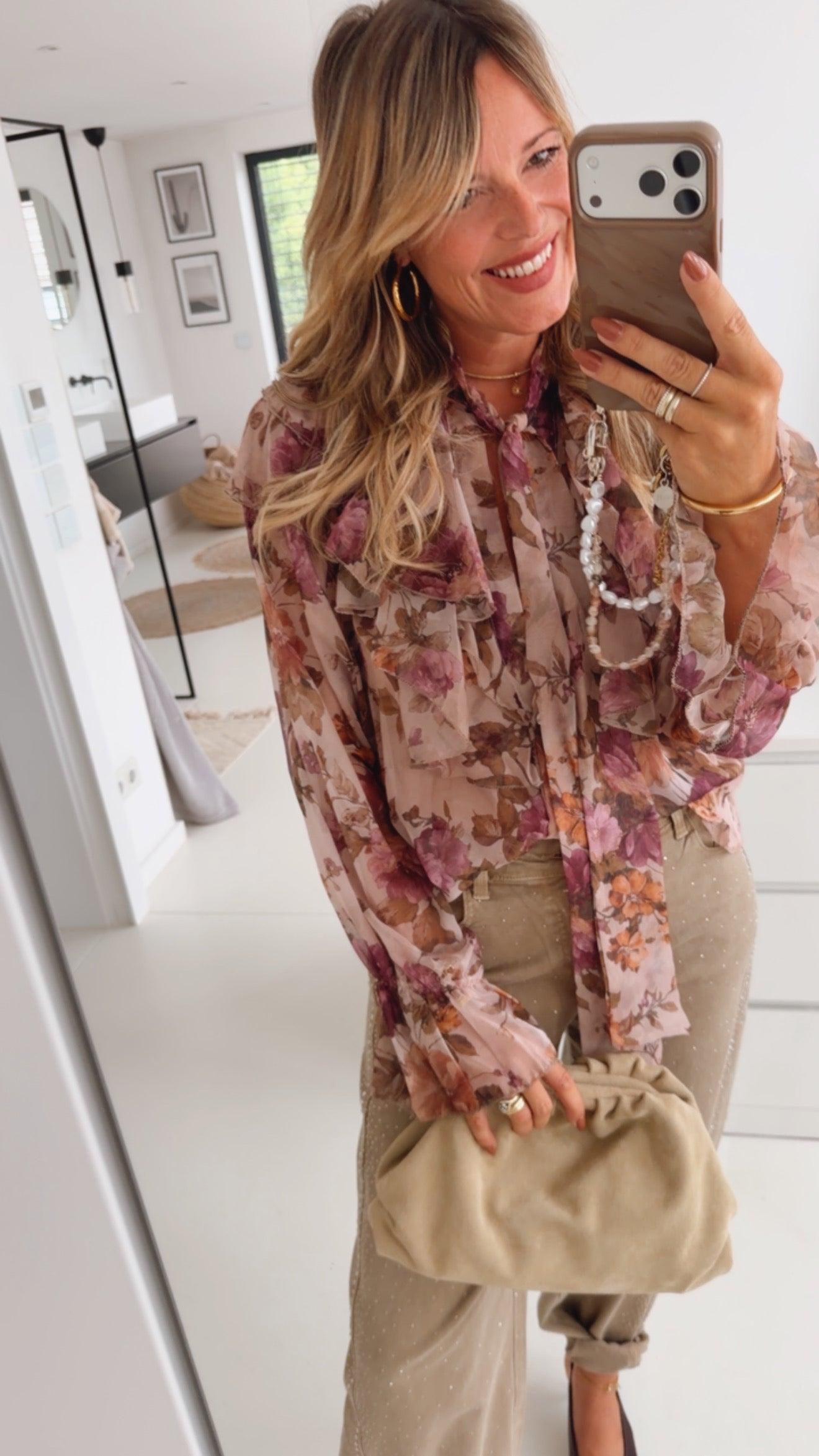 Blumen Bluse Ruffels
