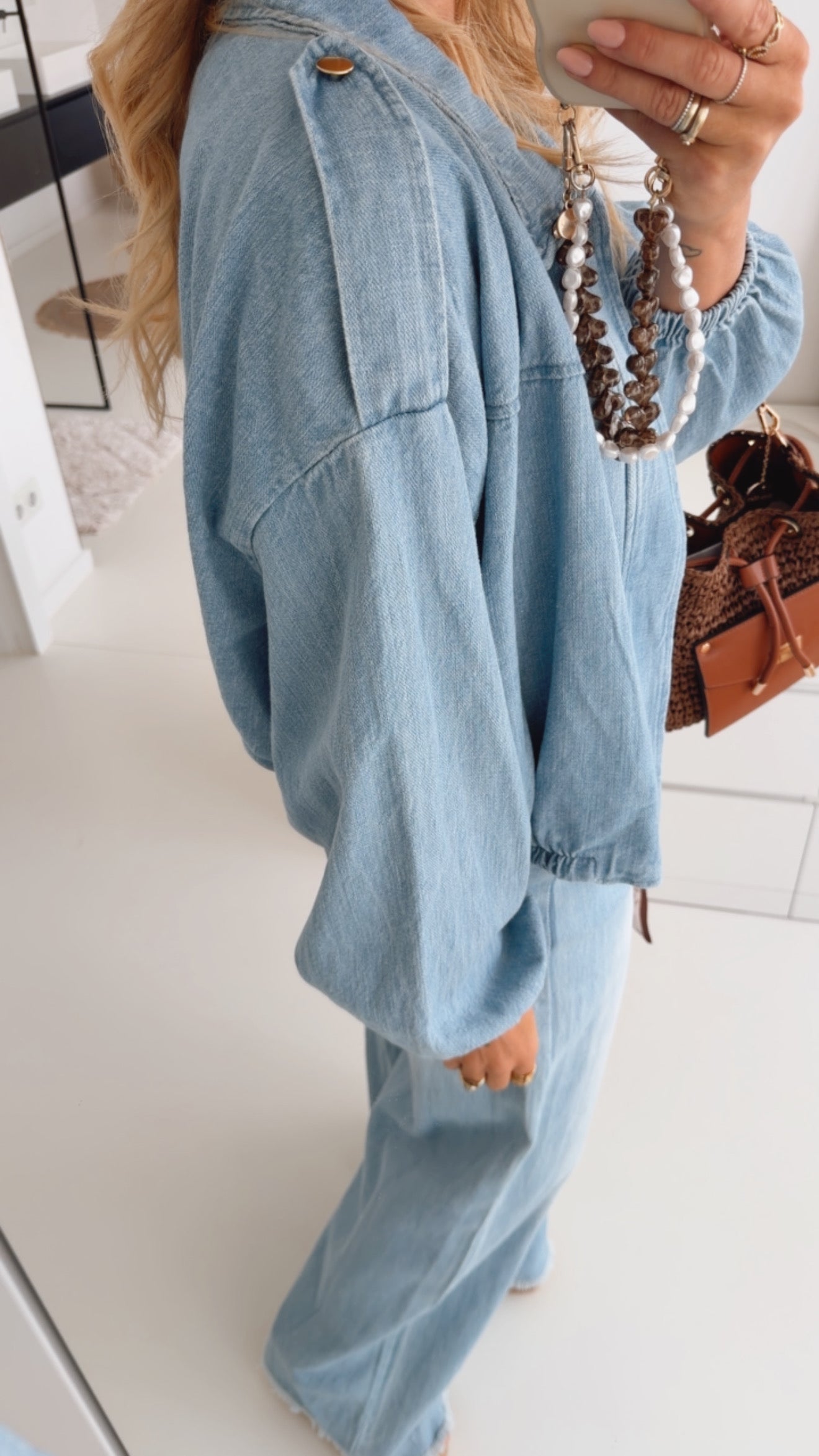 Midi Jeans Jacke Bomber
