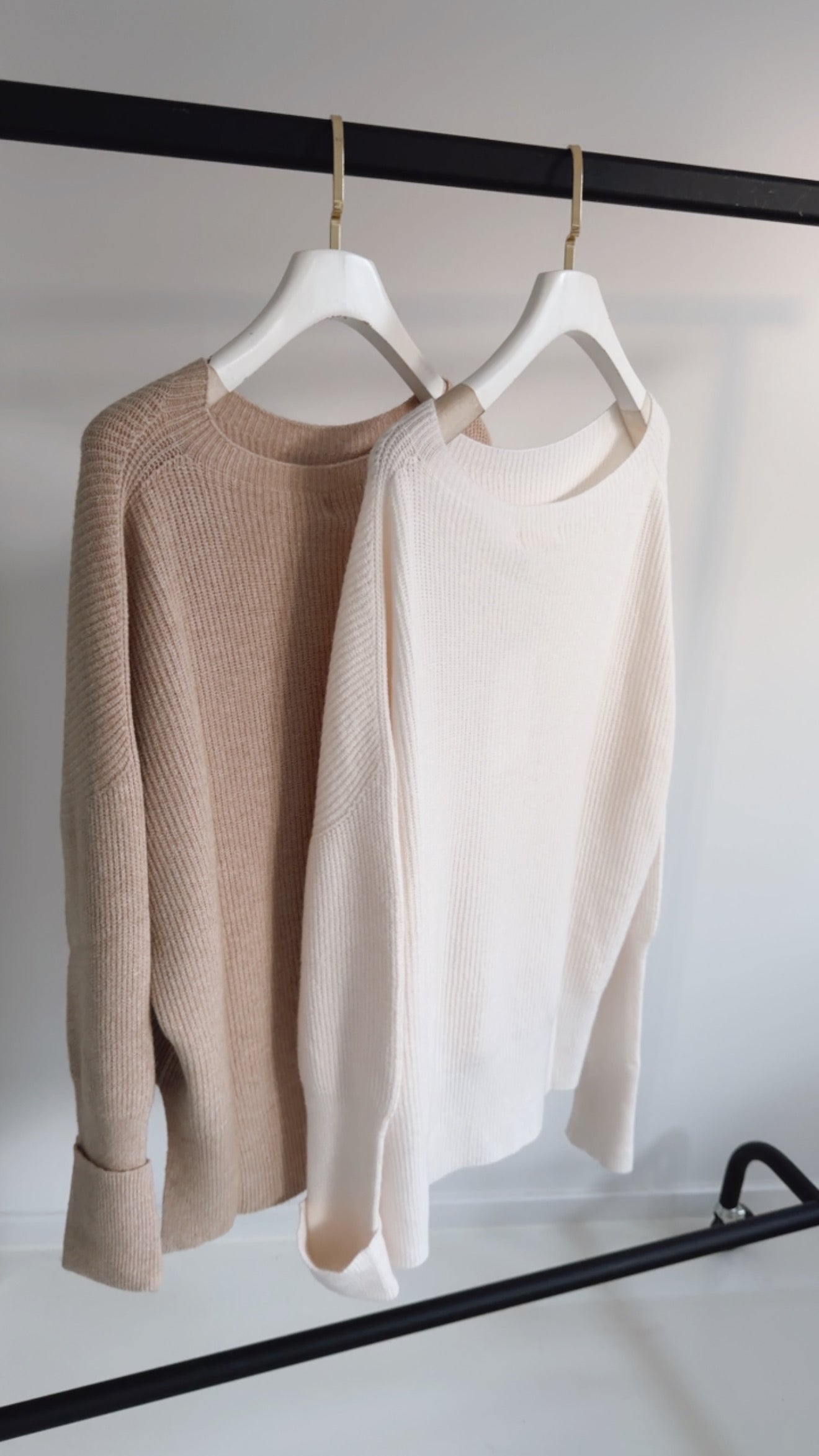 Ribbed Strick Pulli Umschlagarm