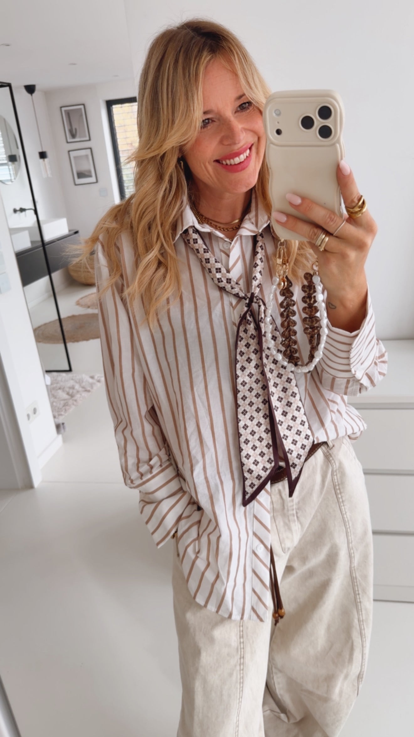 Hemd Bluse Neck Tie Stripes