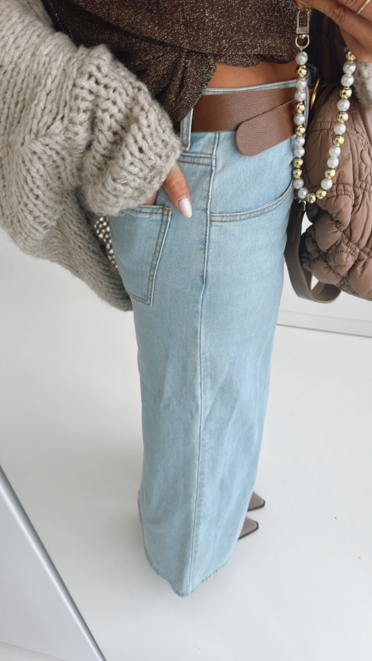 Jeans Rock Long mit Schlitz