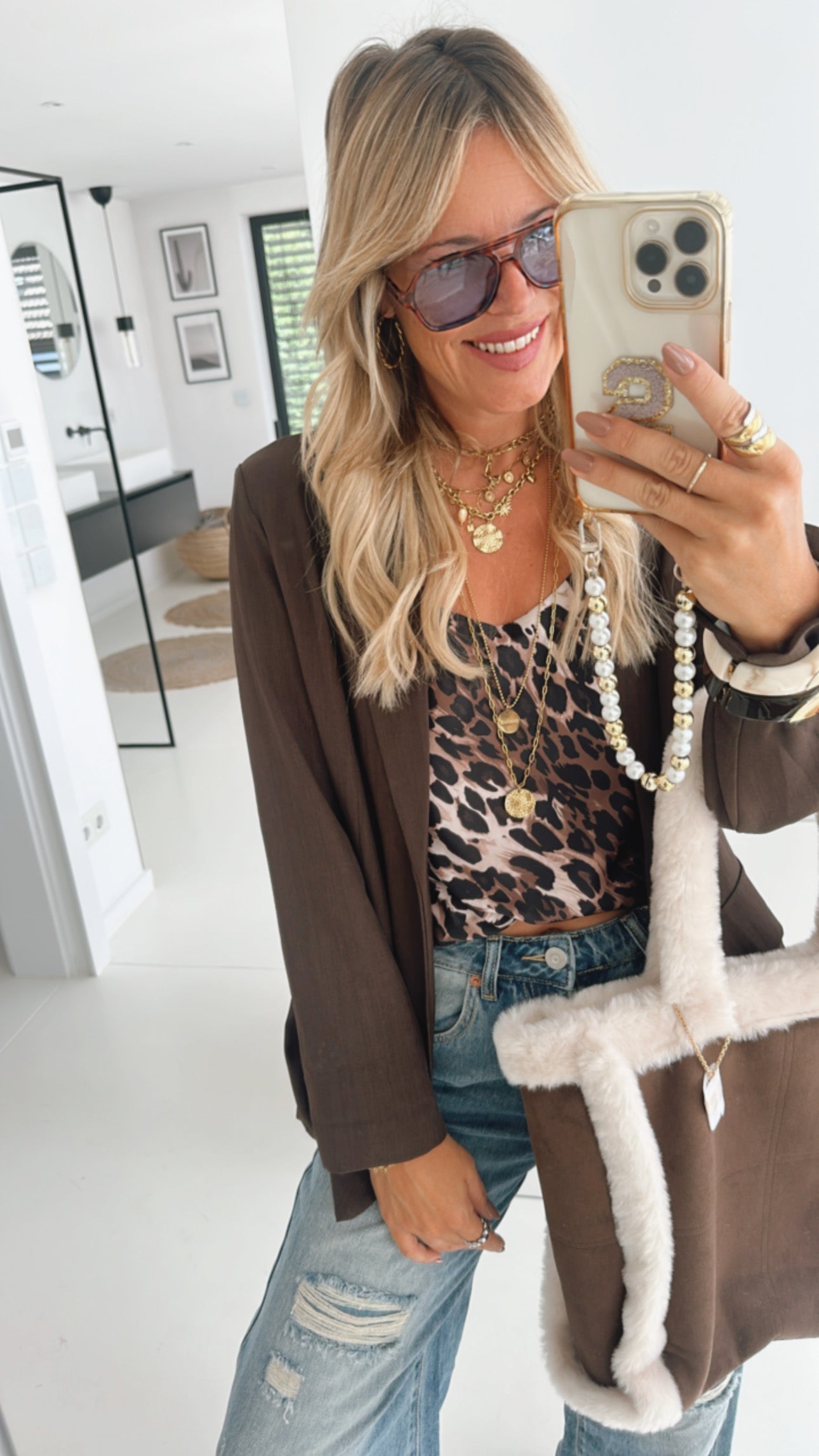Leo Top V-Neck Seidenoptik