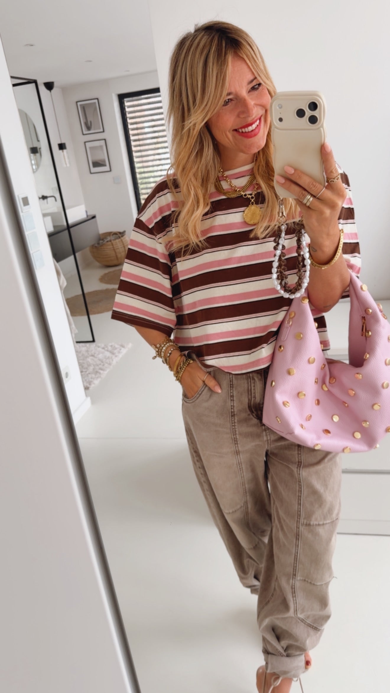 Cropped T-Shirt Streifen