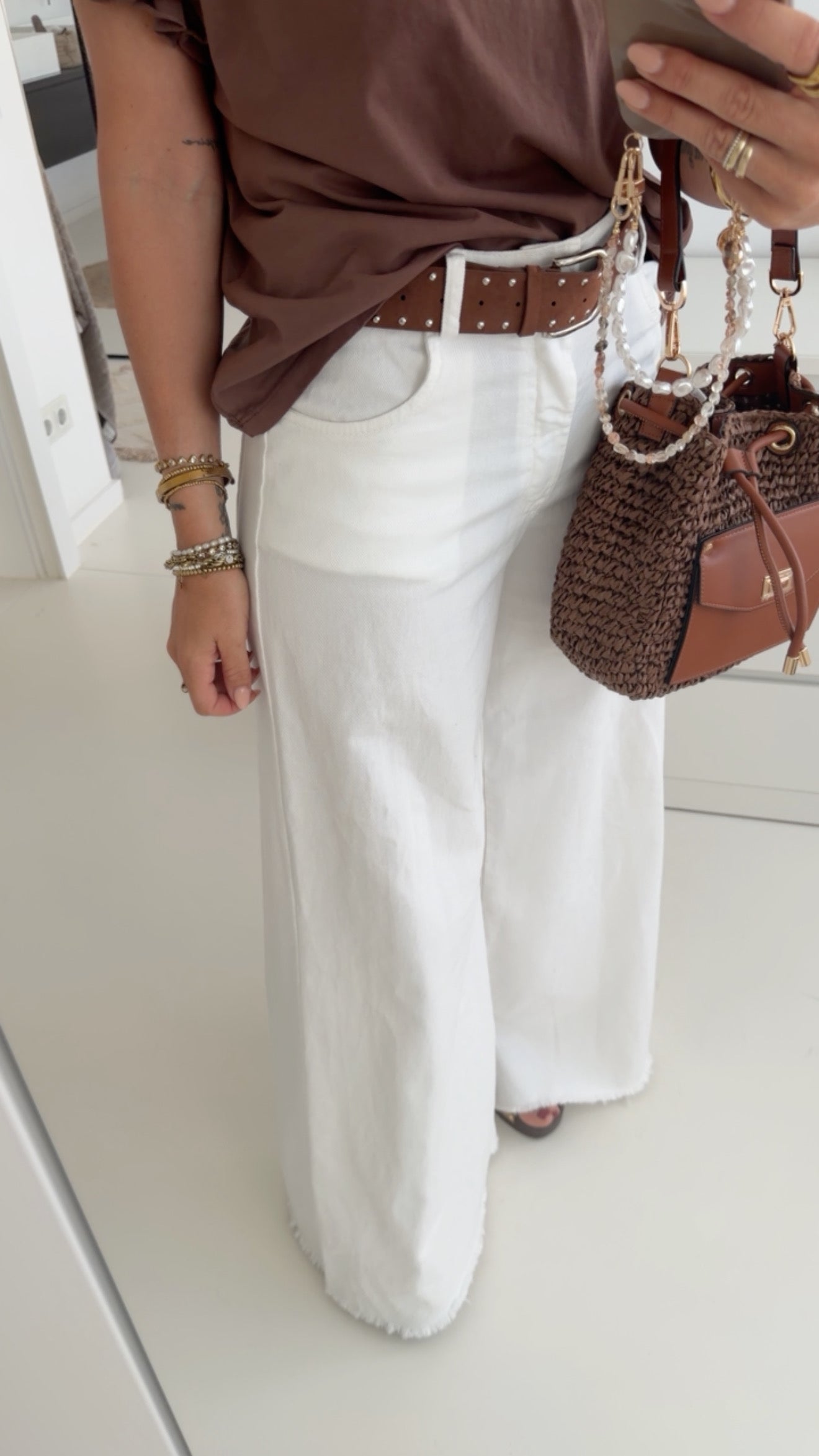 Fransen Jeans Mit Gürtel