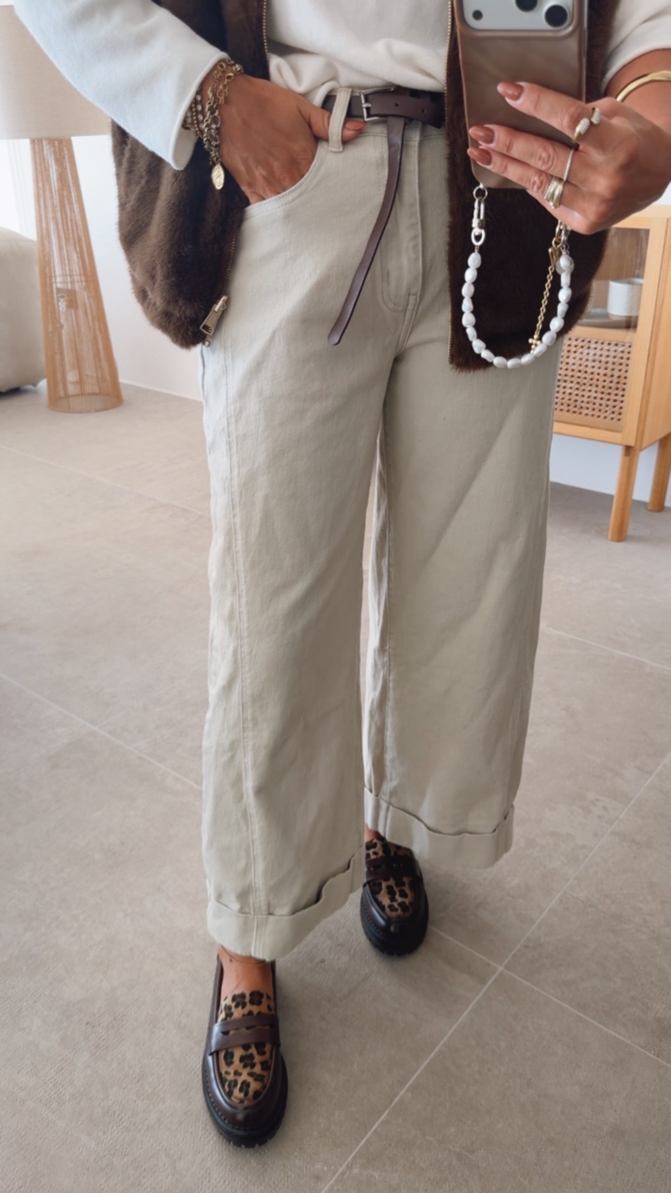 Wide Jeans mit Umschlag
