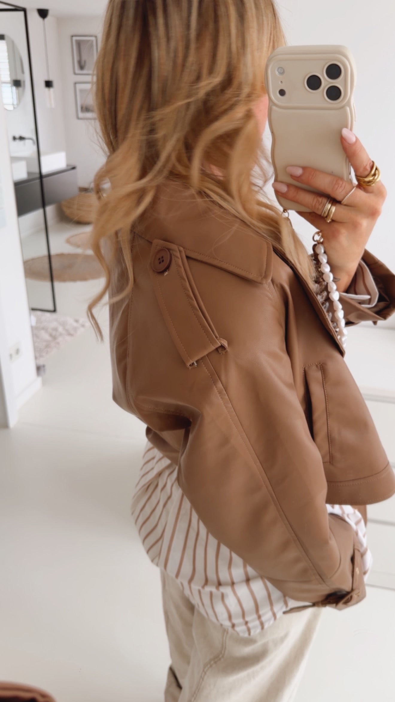 Cropped Jacke Leder Optik