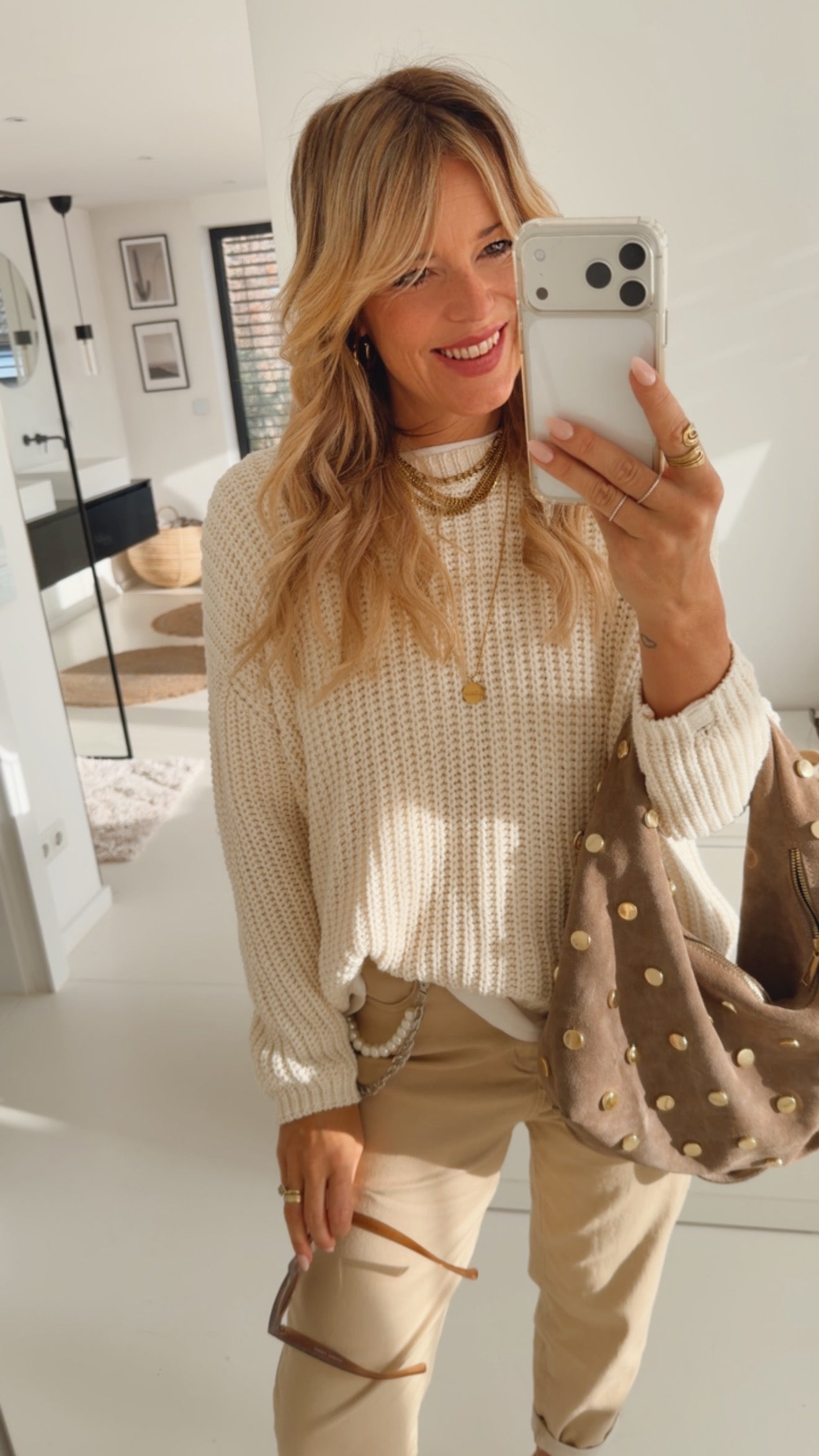 Midi Grobstrick Pulli Destroyed