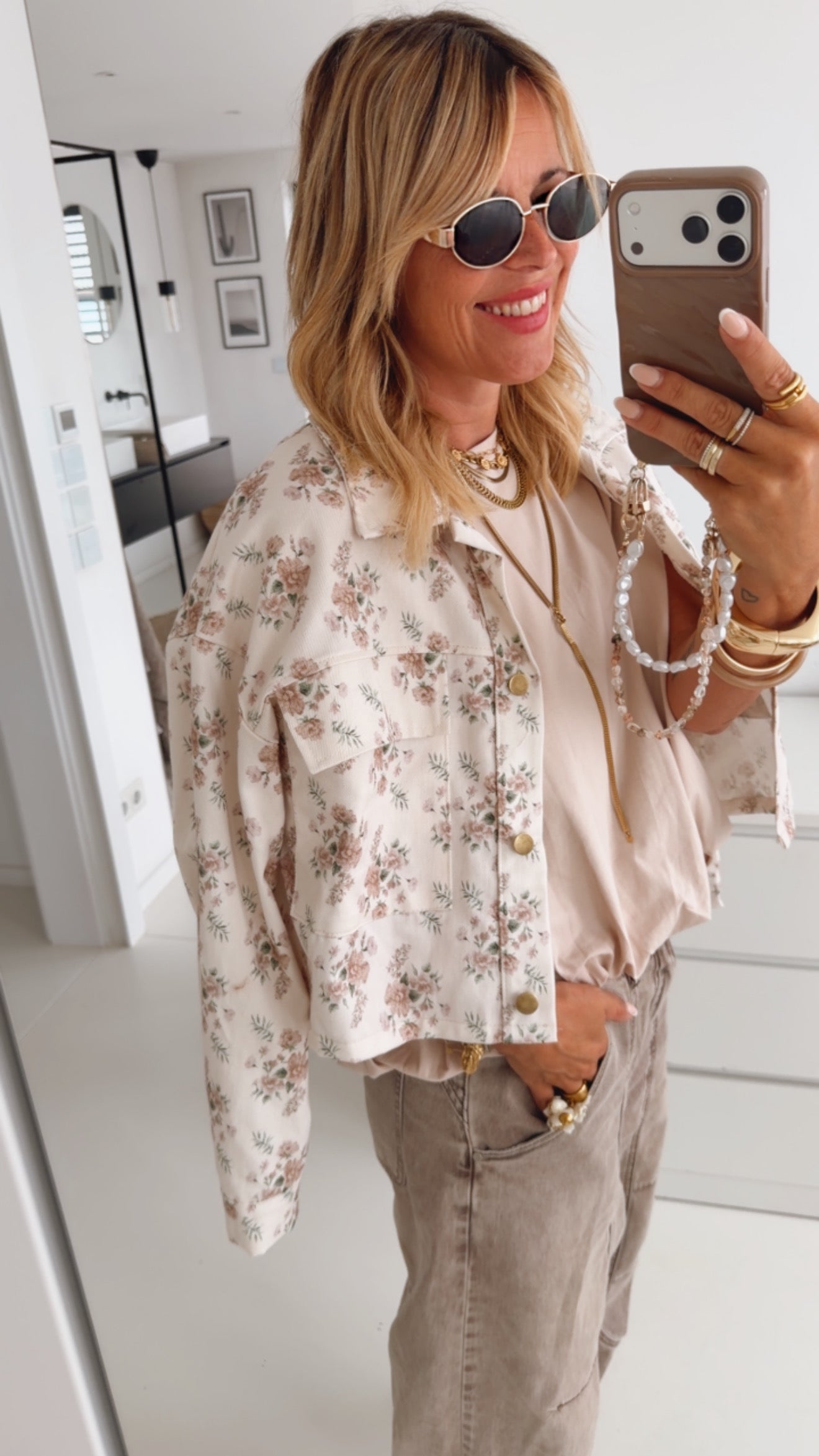 Cropped Jacke Blümchen