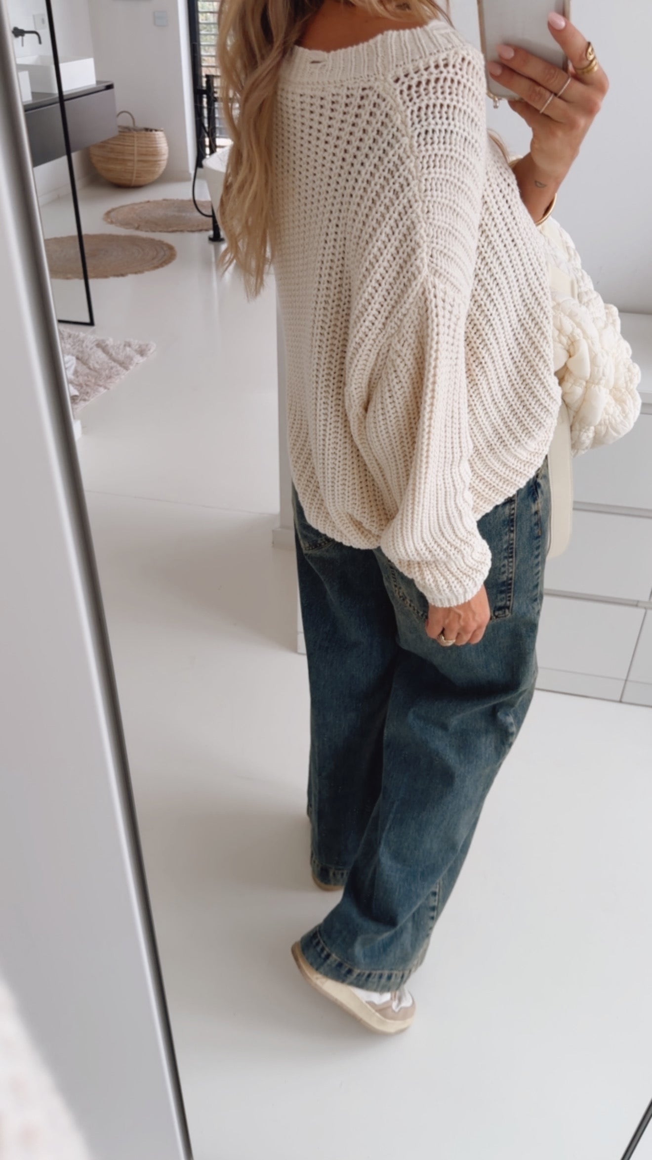 Midi Grobstrick Pulli Destroyed