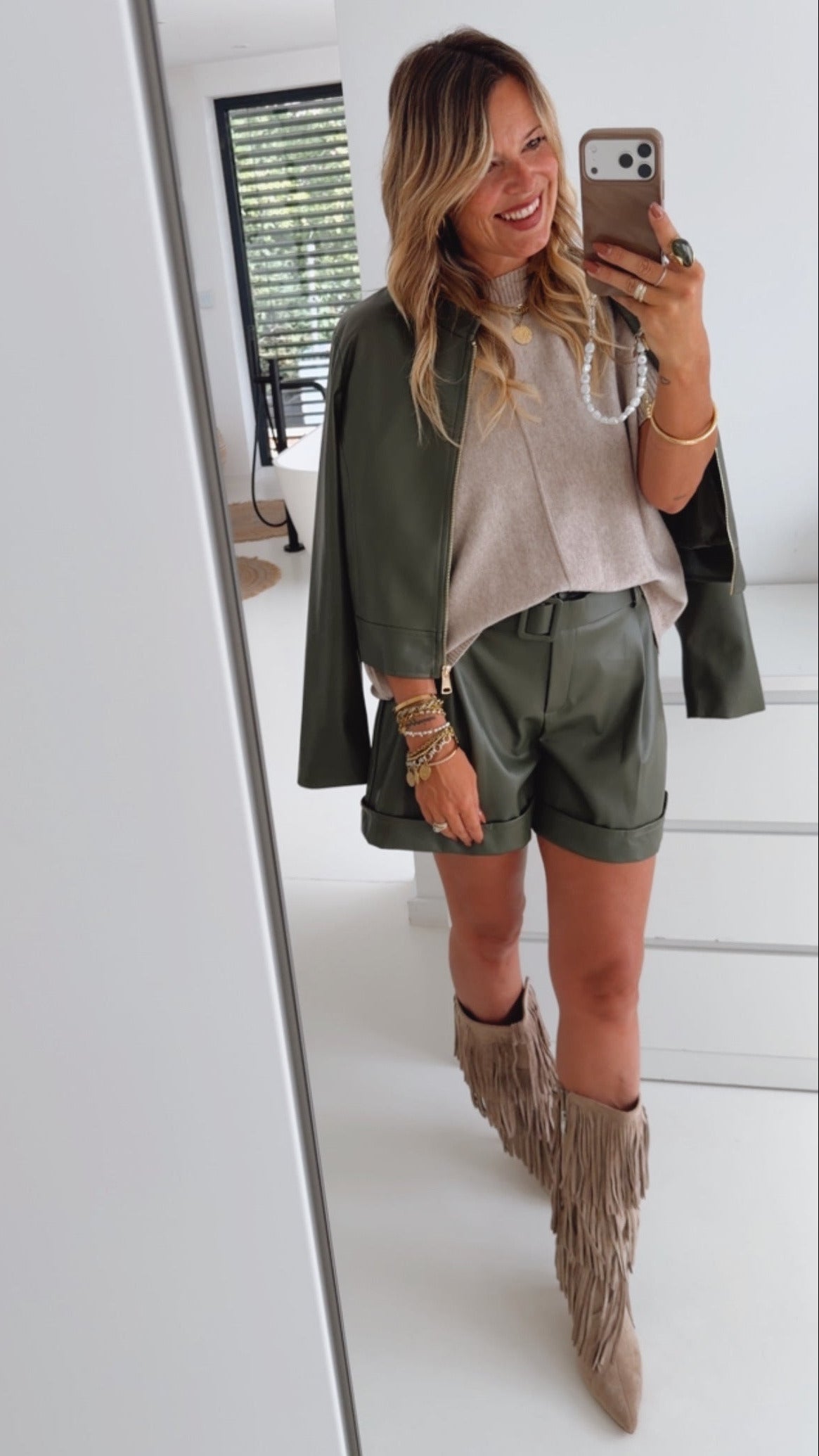 Cropped Jacke Lederoptik