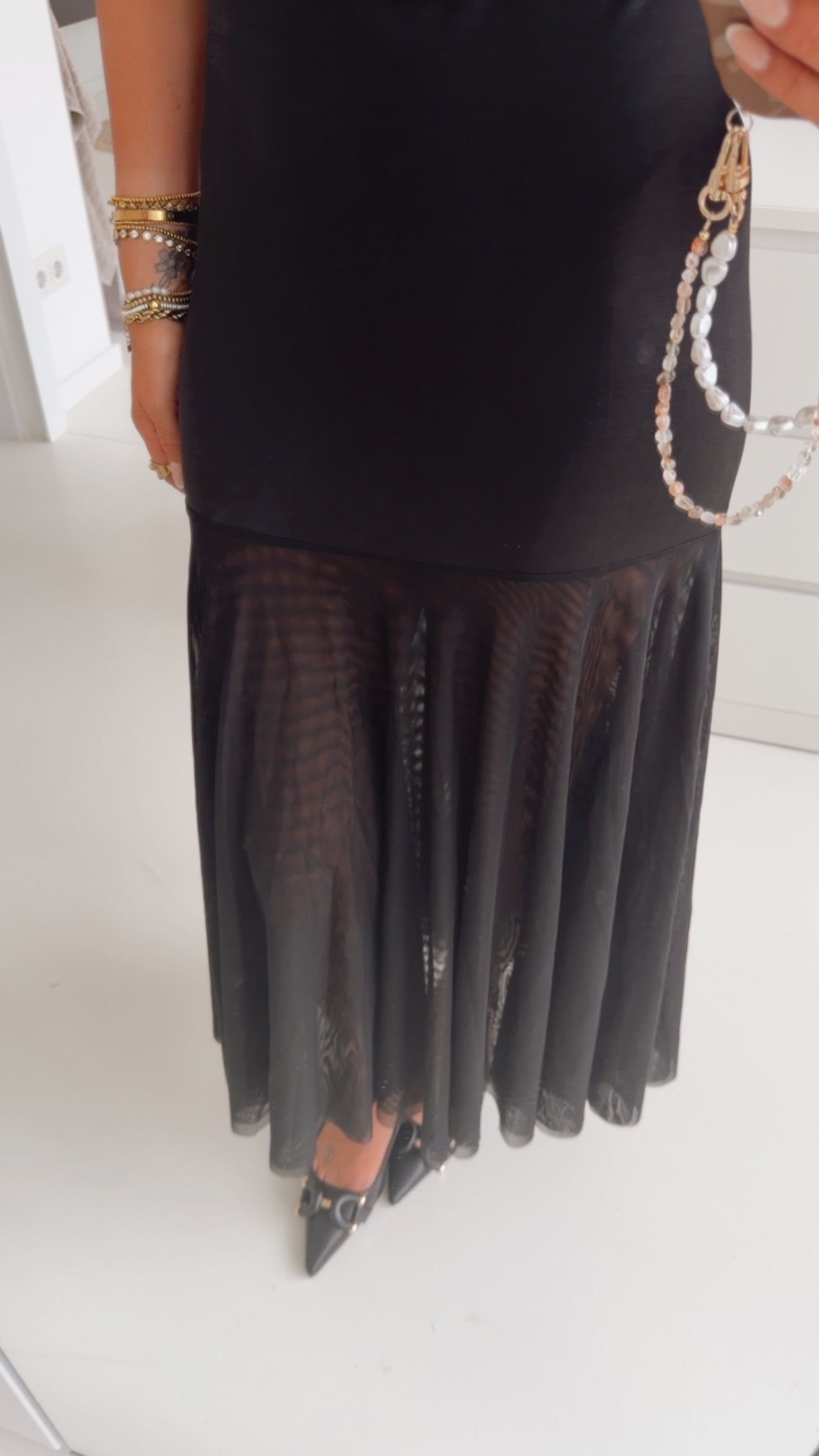 Fitted Spaghettikleid mit Tüll