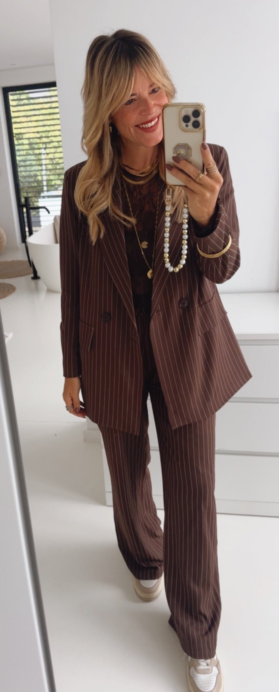 Long Blazer Fine Pin Stripes