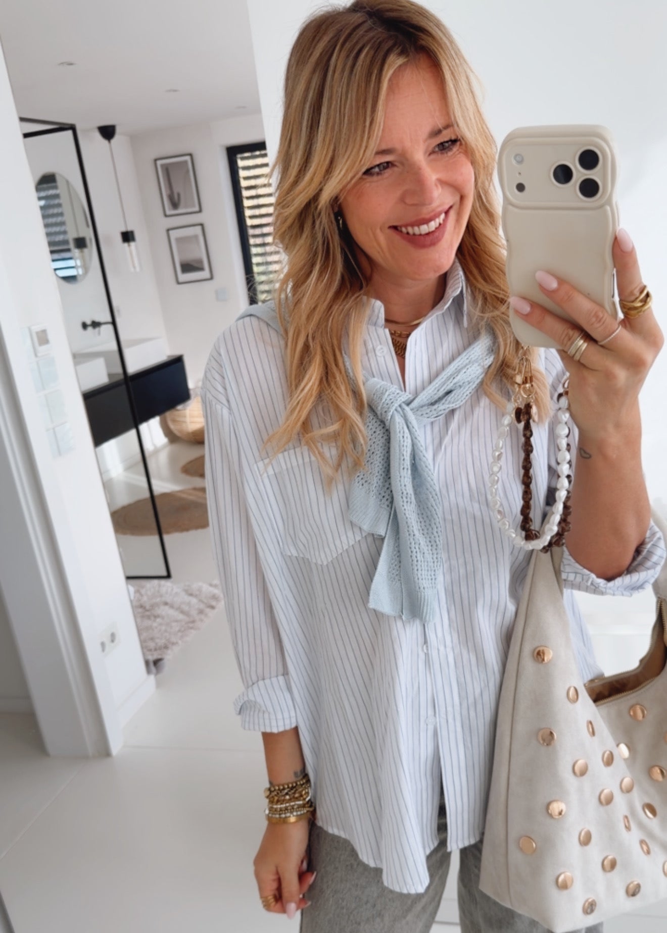 Hemd Bluse Stripes mit Stricktuch