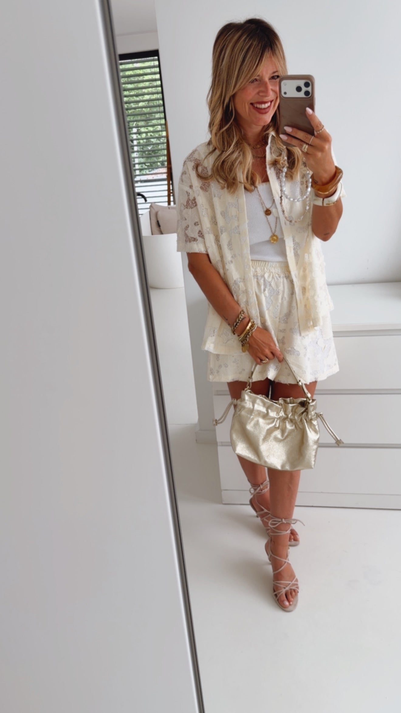 Structured Lace Midi Shorts