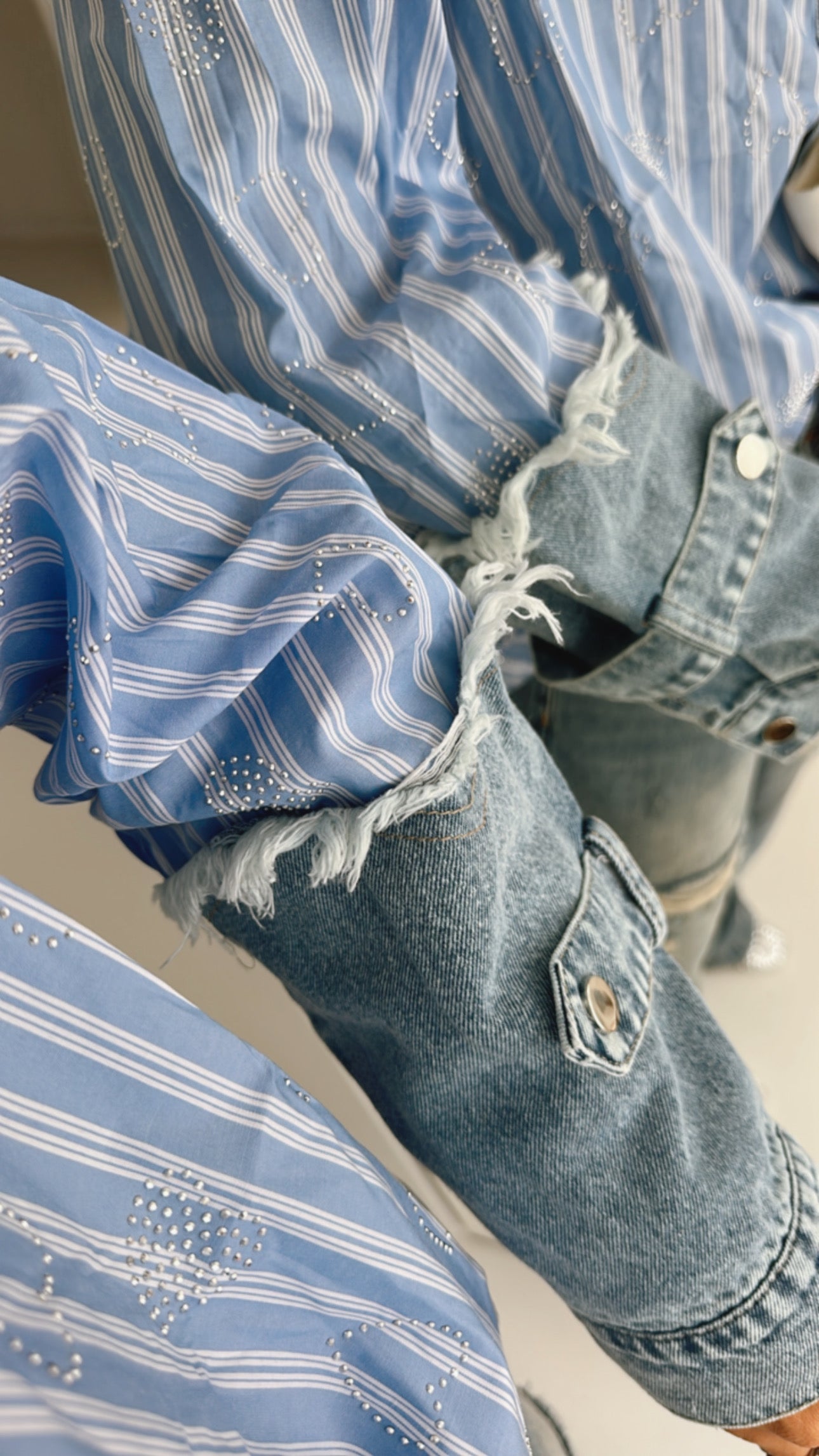 Jeans Hemd Blue Stripes Glitter Hearts