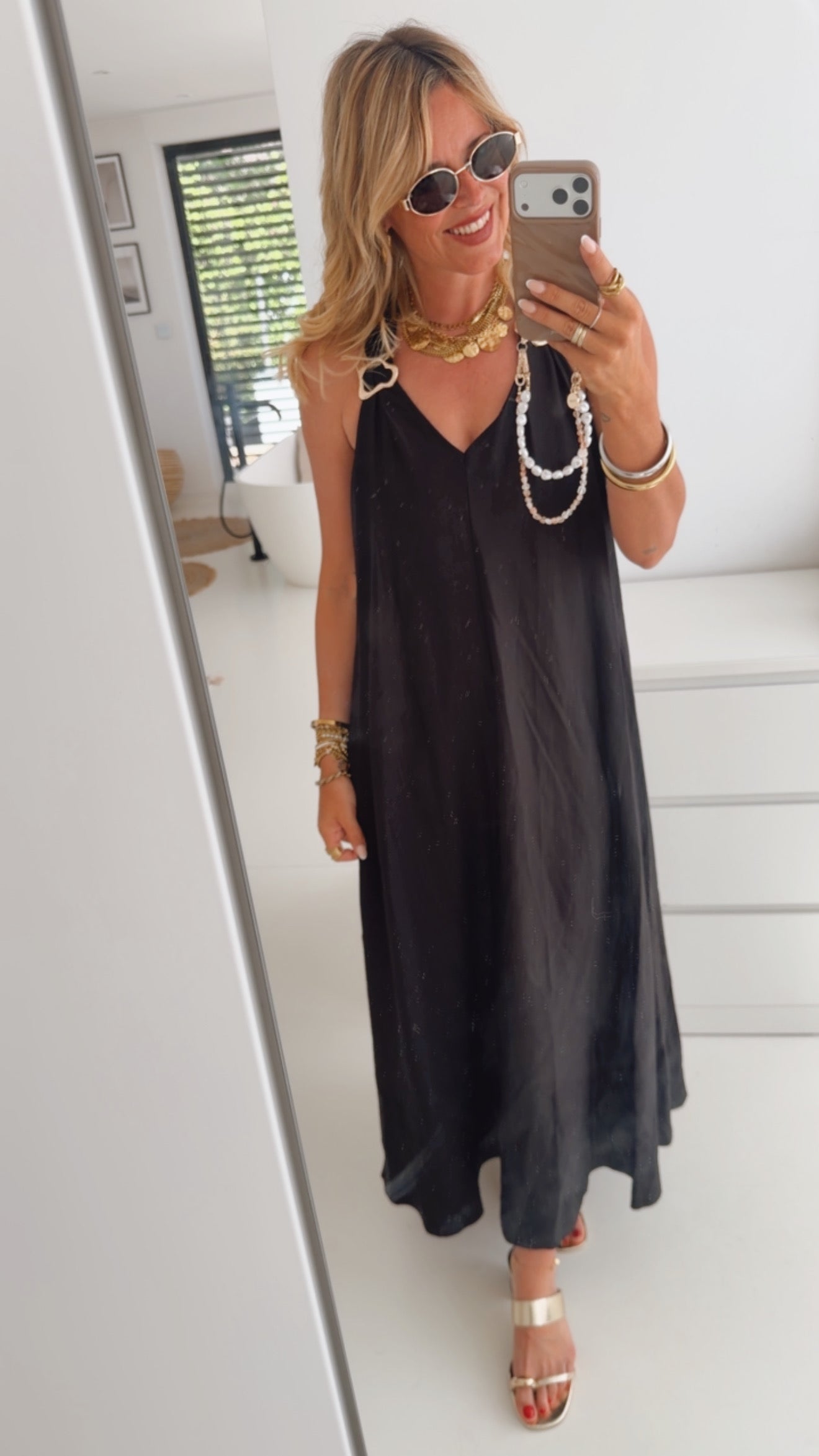 Long Kleid Golden Detail