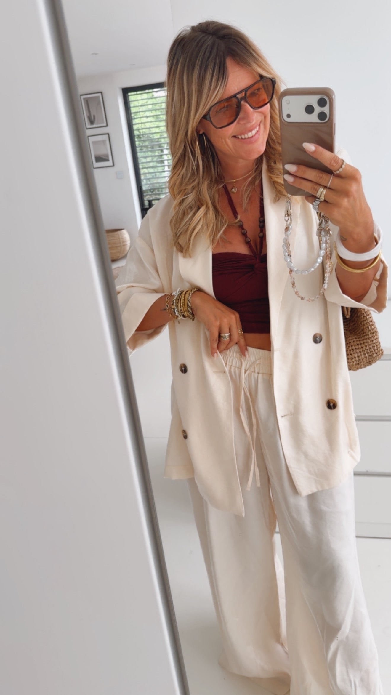 Bandeau Crinkle Top Pearls