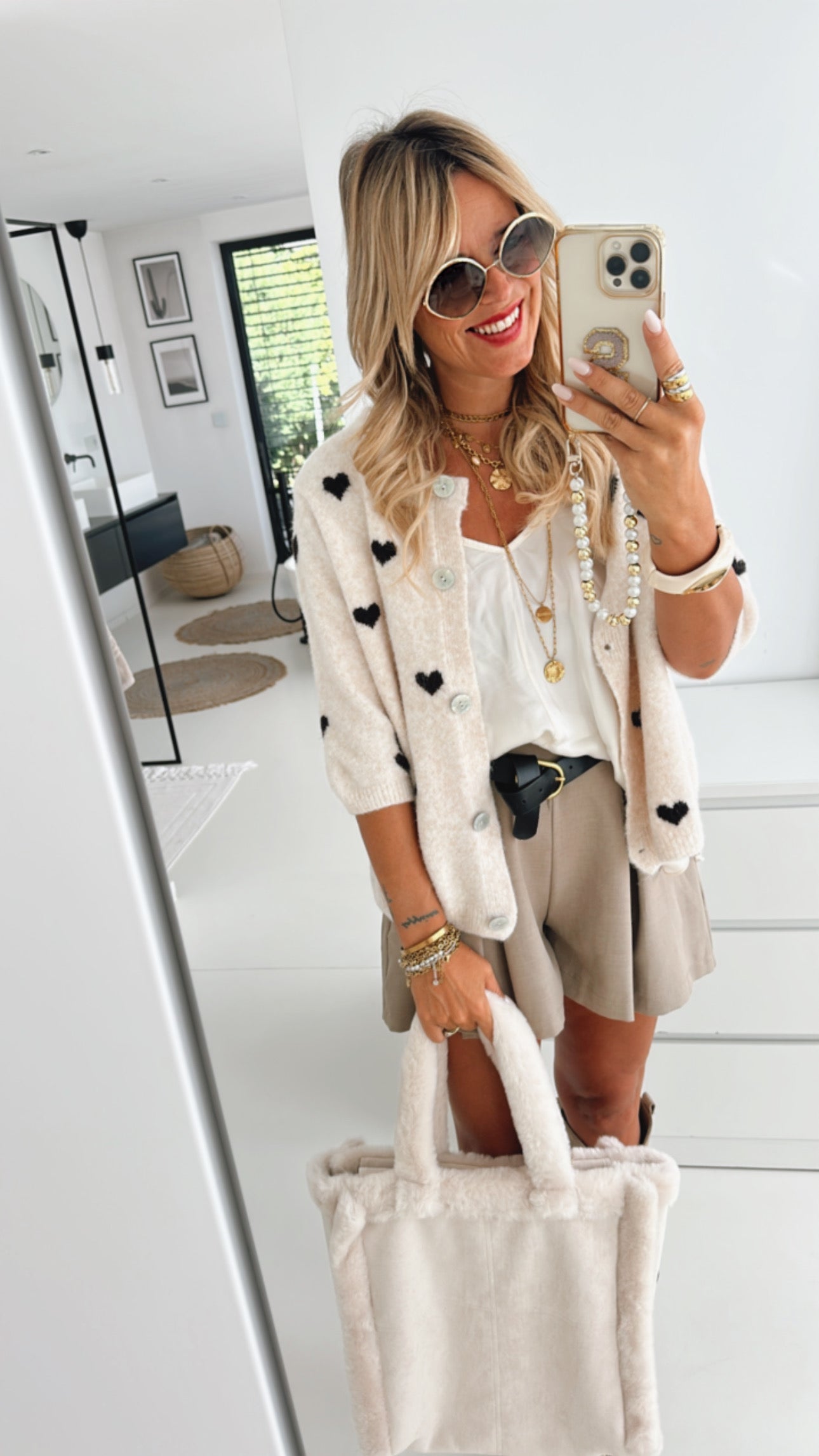 Strick Jacke Little Hearts Dreiviertel Arm