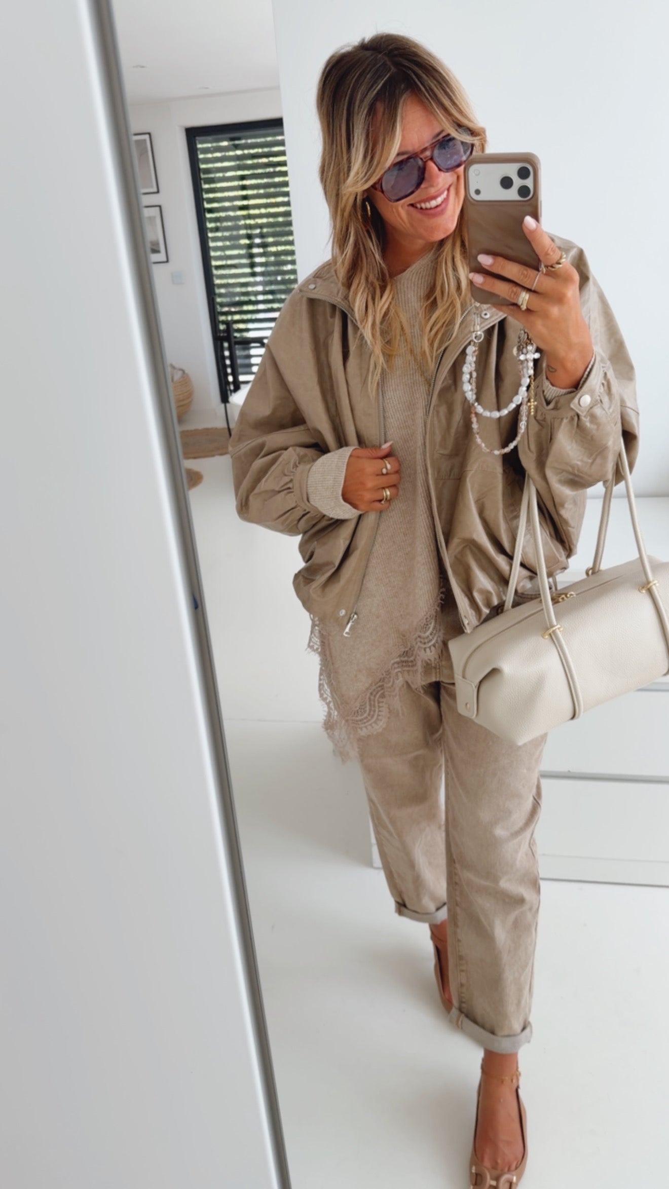 Loose Midi Jacke in Lederoptik