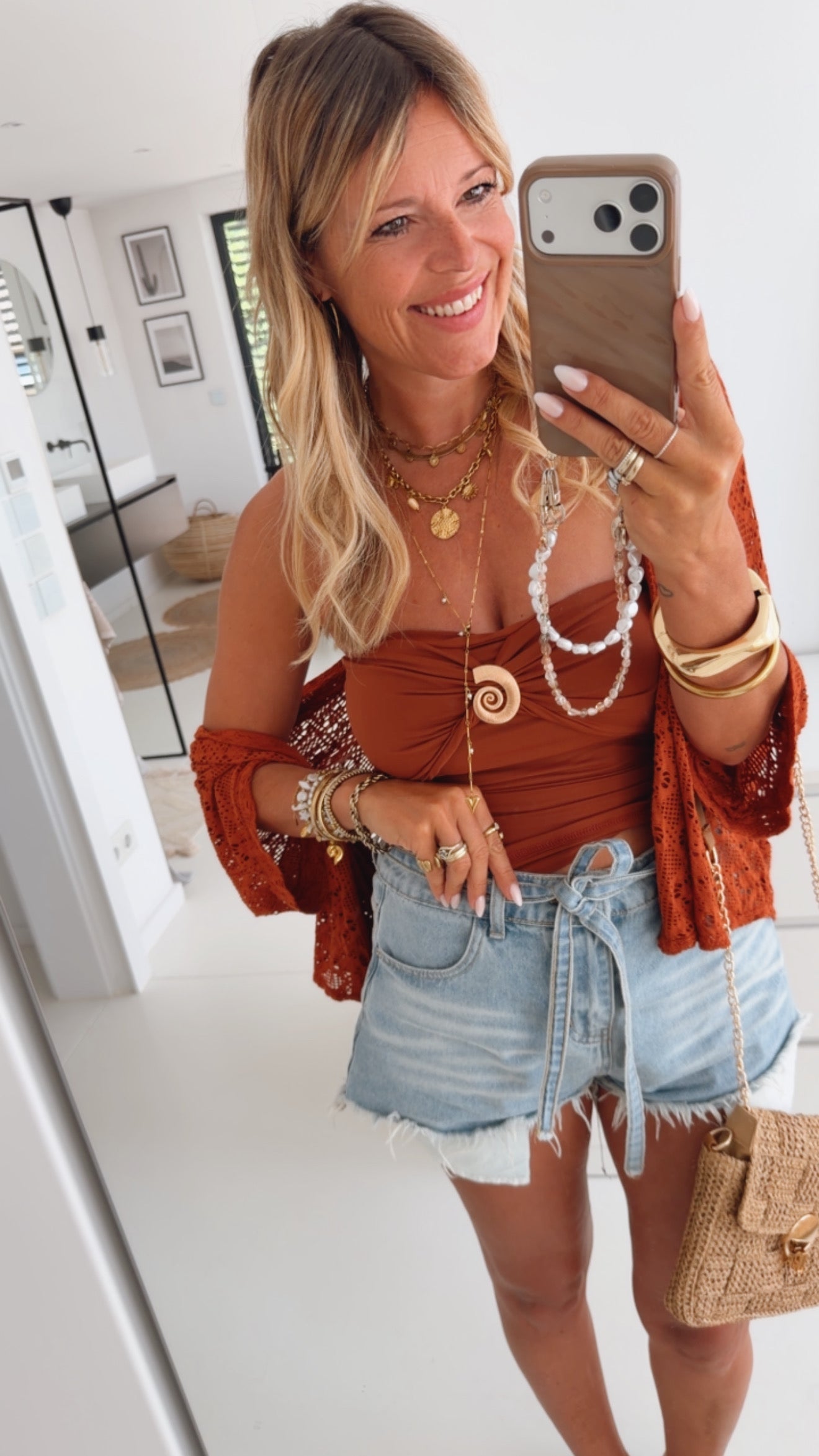 Jeans Shorts Mit Bindegurt