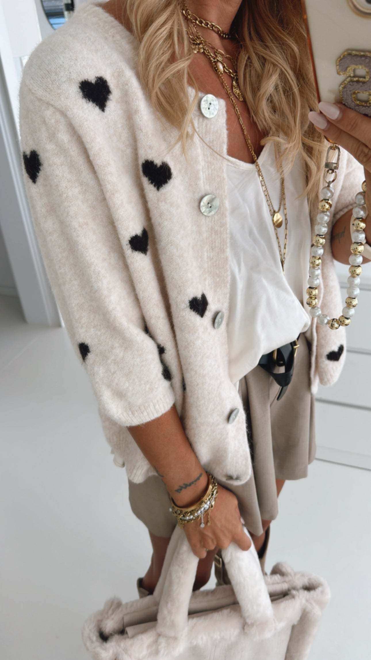 Strick Jacke Little Hearts Dreiviertel Arm