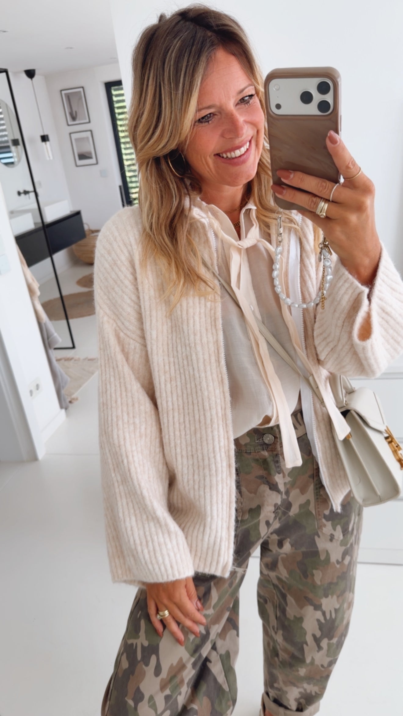 Loose Strick Jacke mit Zipper