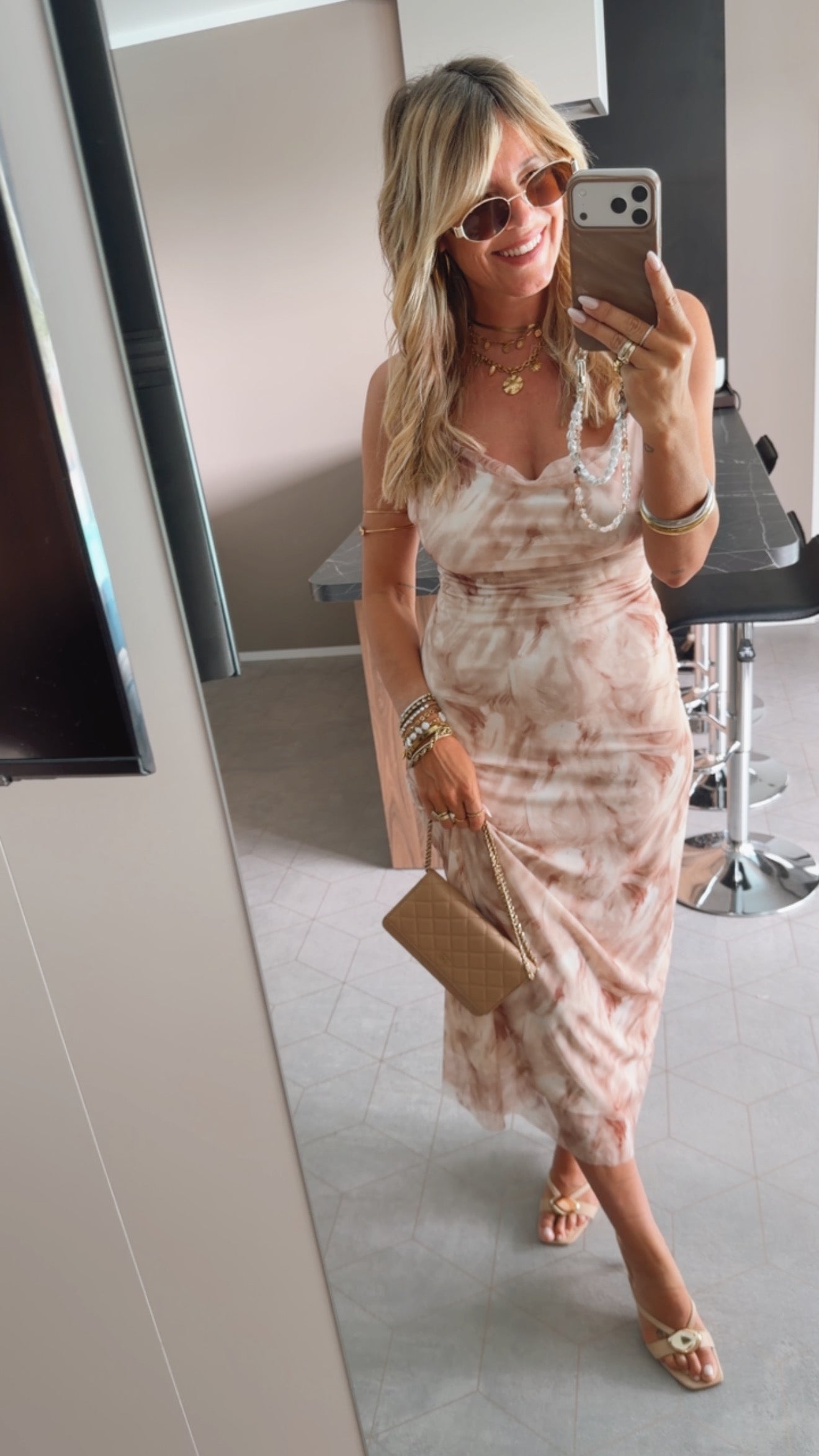 Spaghetti Kleid Mesh