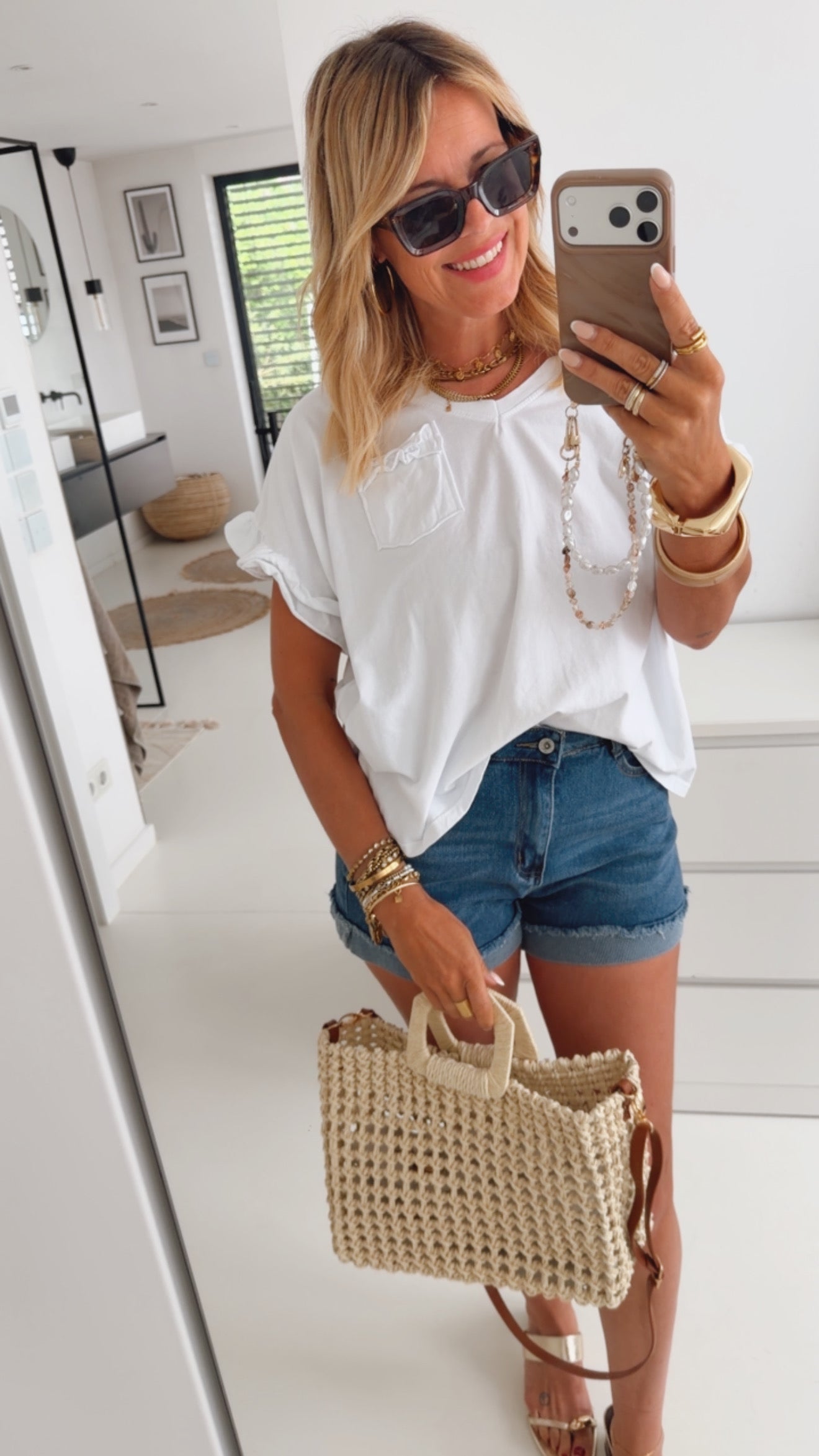 Jeans Shorts mit Umschlag