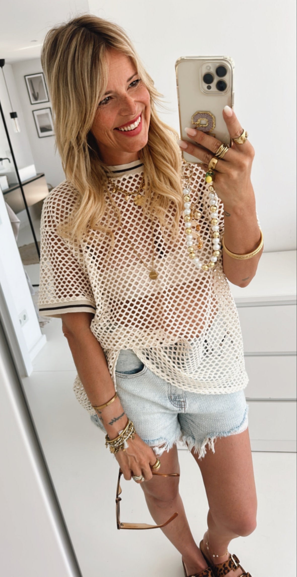 T-Shirt Net mit Bündchen