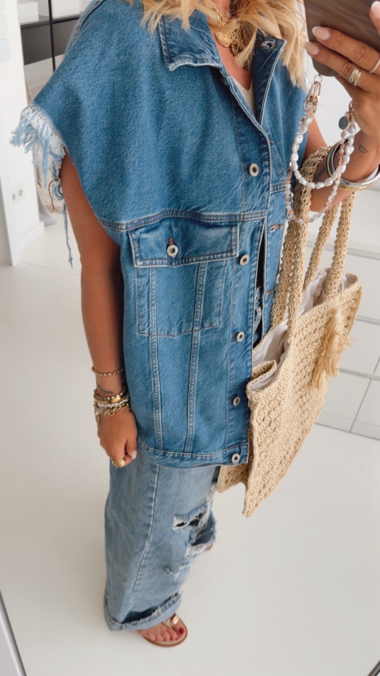 Jeans Weste Fringe