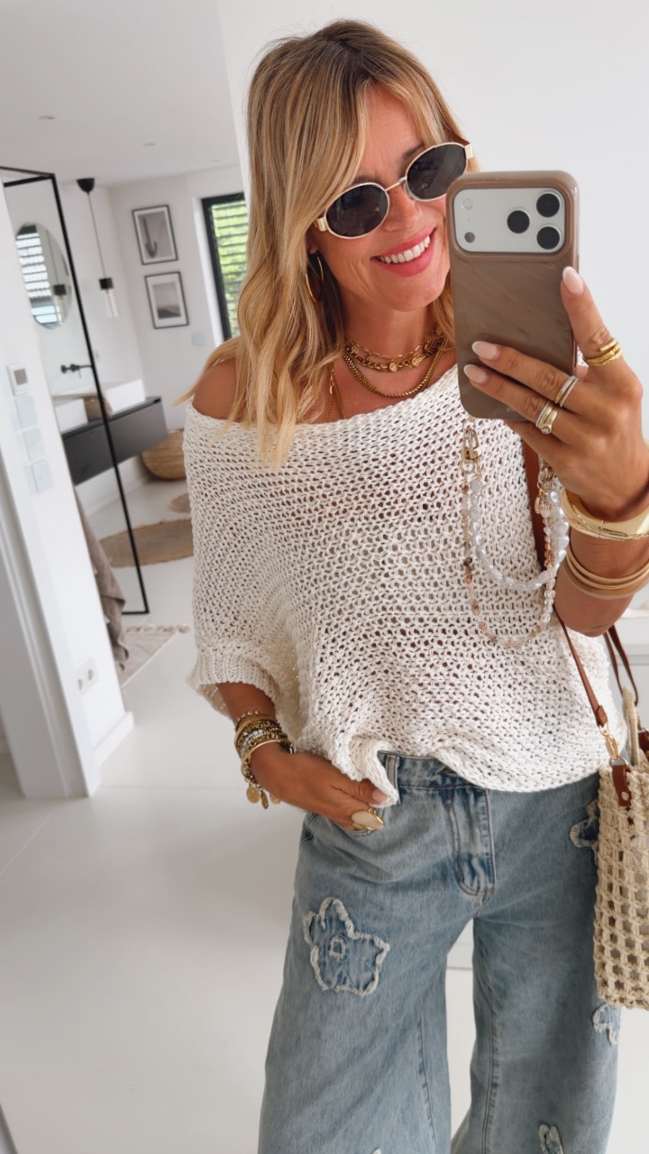 Schleifen Pulli Loose Strick