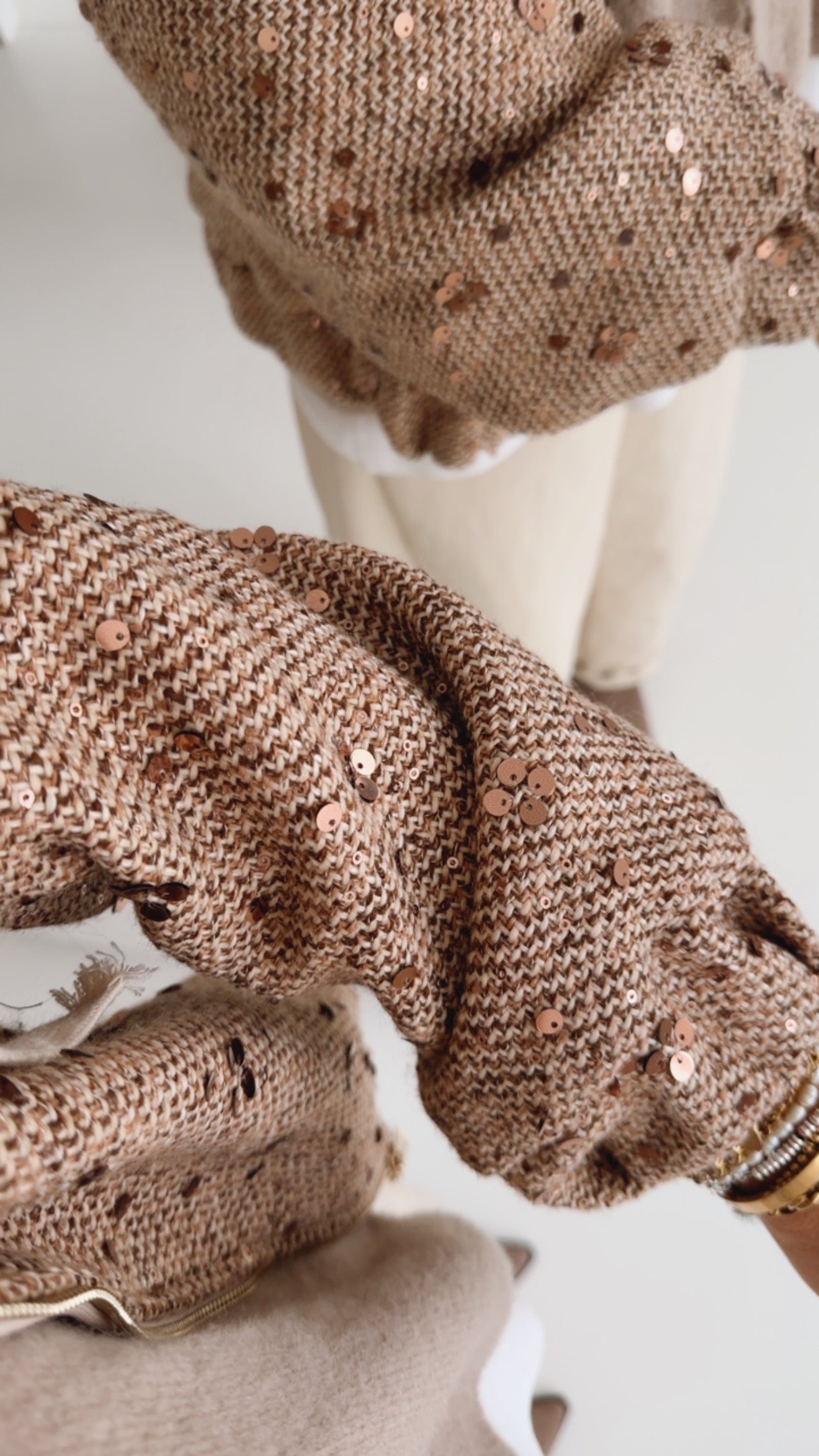 Midi Jacke Pailletten mit Kapuze