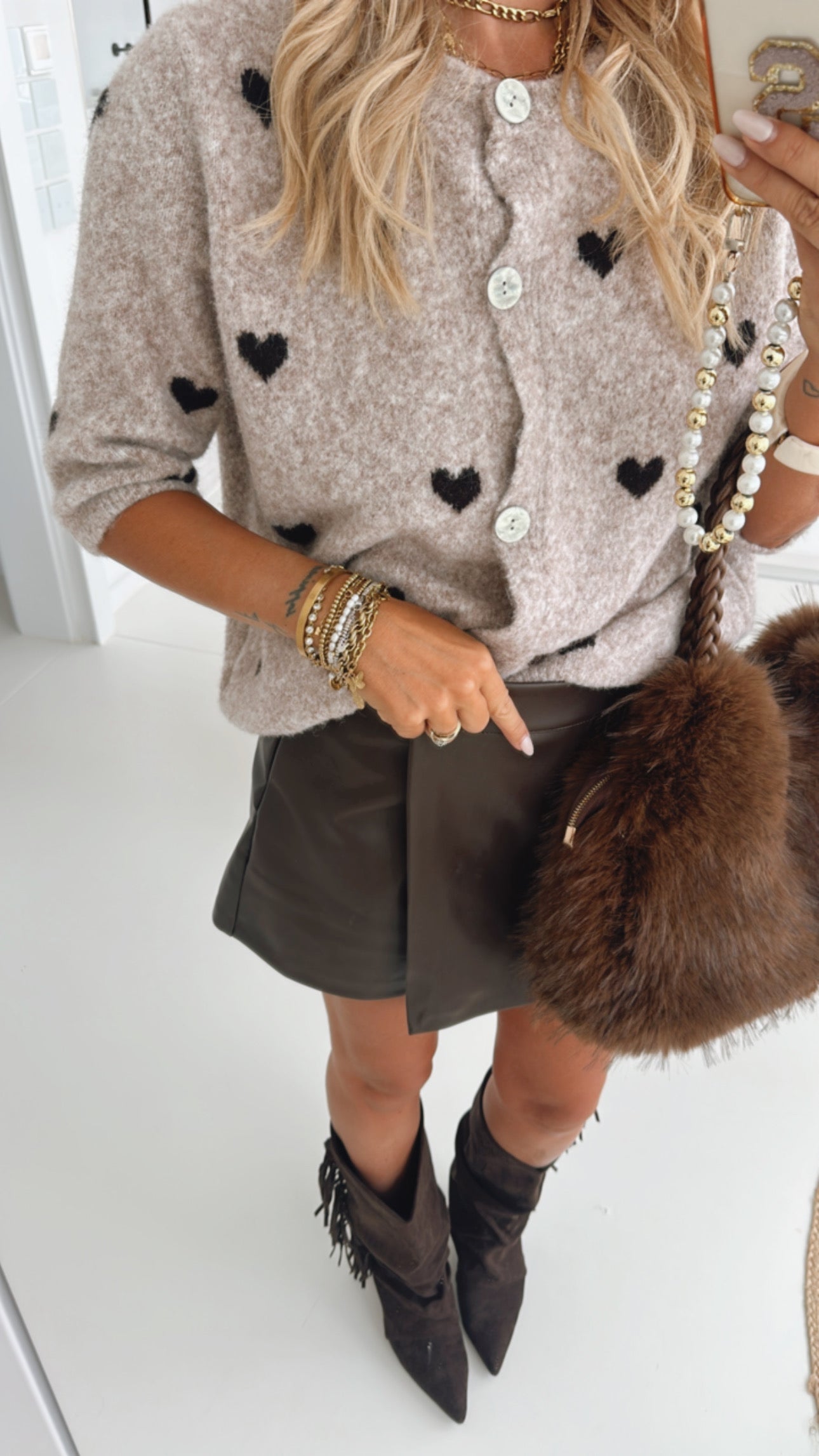 Strick Jacke Little Hearts Dreiviertel Arm